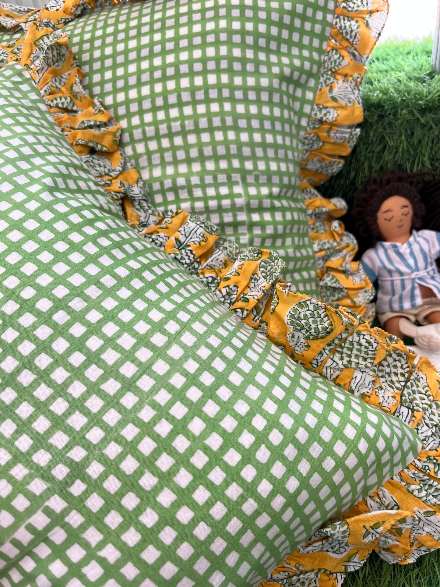 Cotton block print cushion cover set