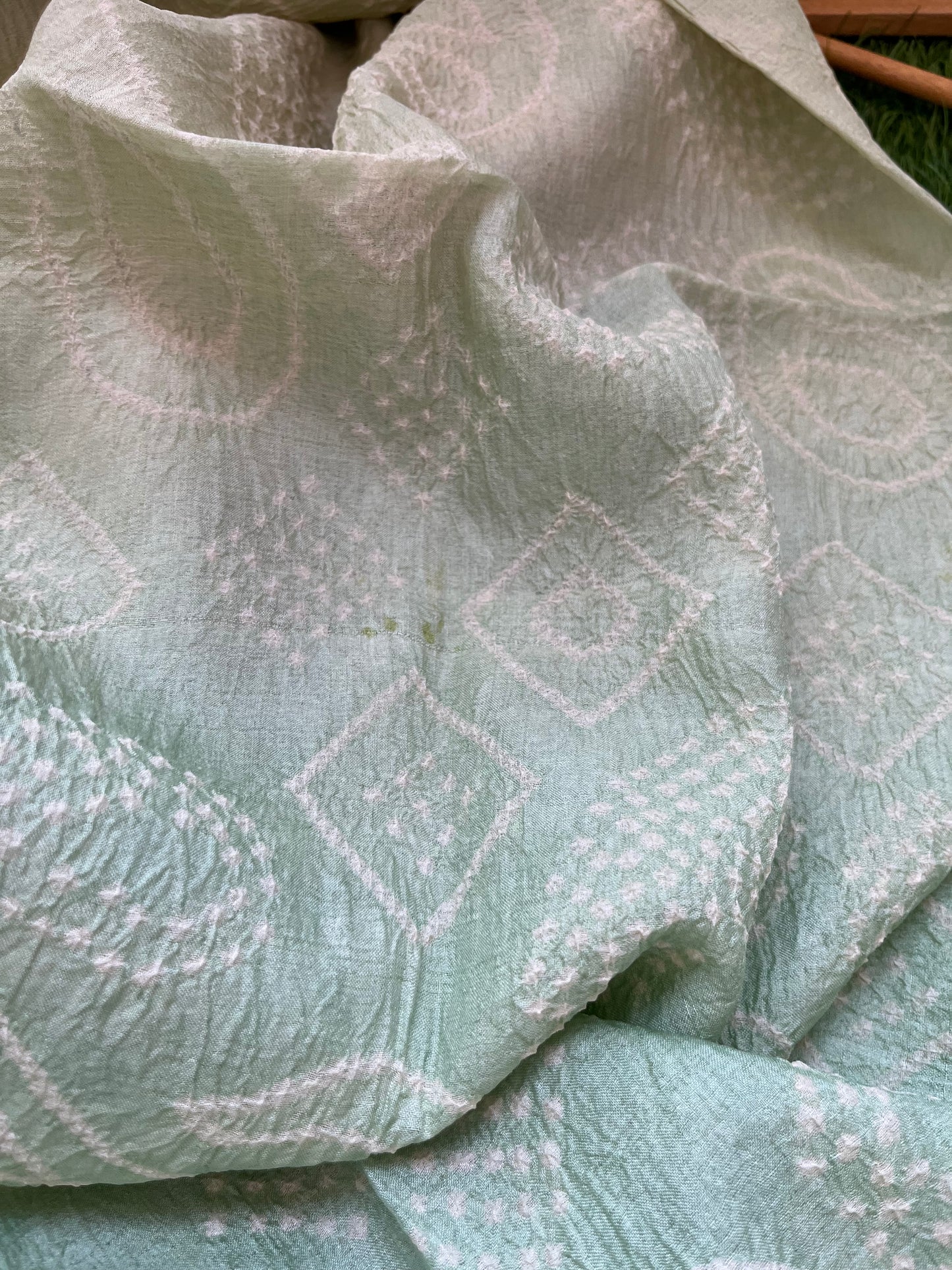 Tussar silk Bandhani dupatta plain kurta