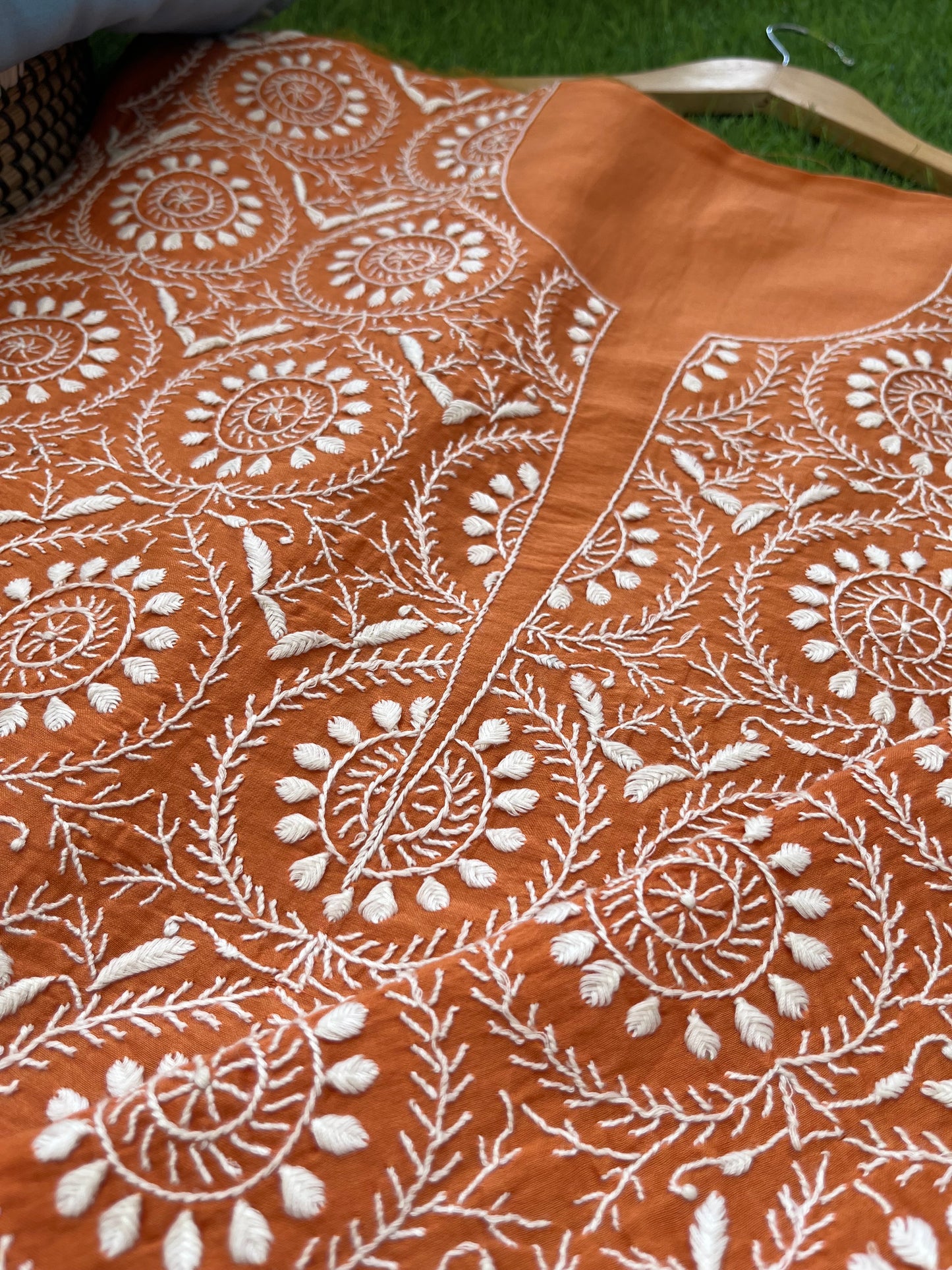 Chanderi chikankari kurta