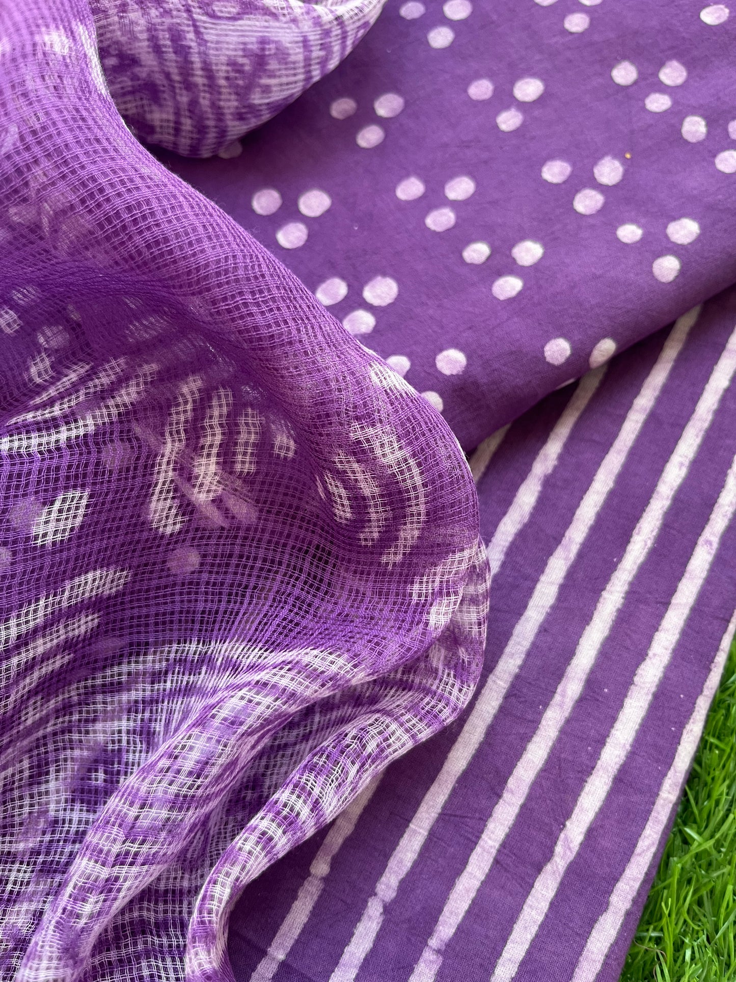 Block print kota doria Dupatta and cotton Kurta bottom