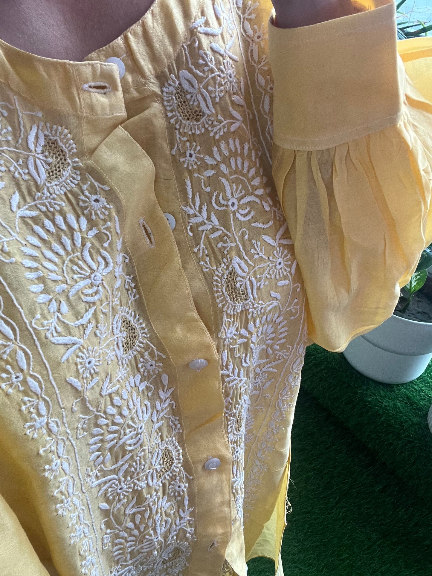 Chanderi chikan shirt and a-bottom-coord set