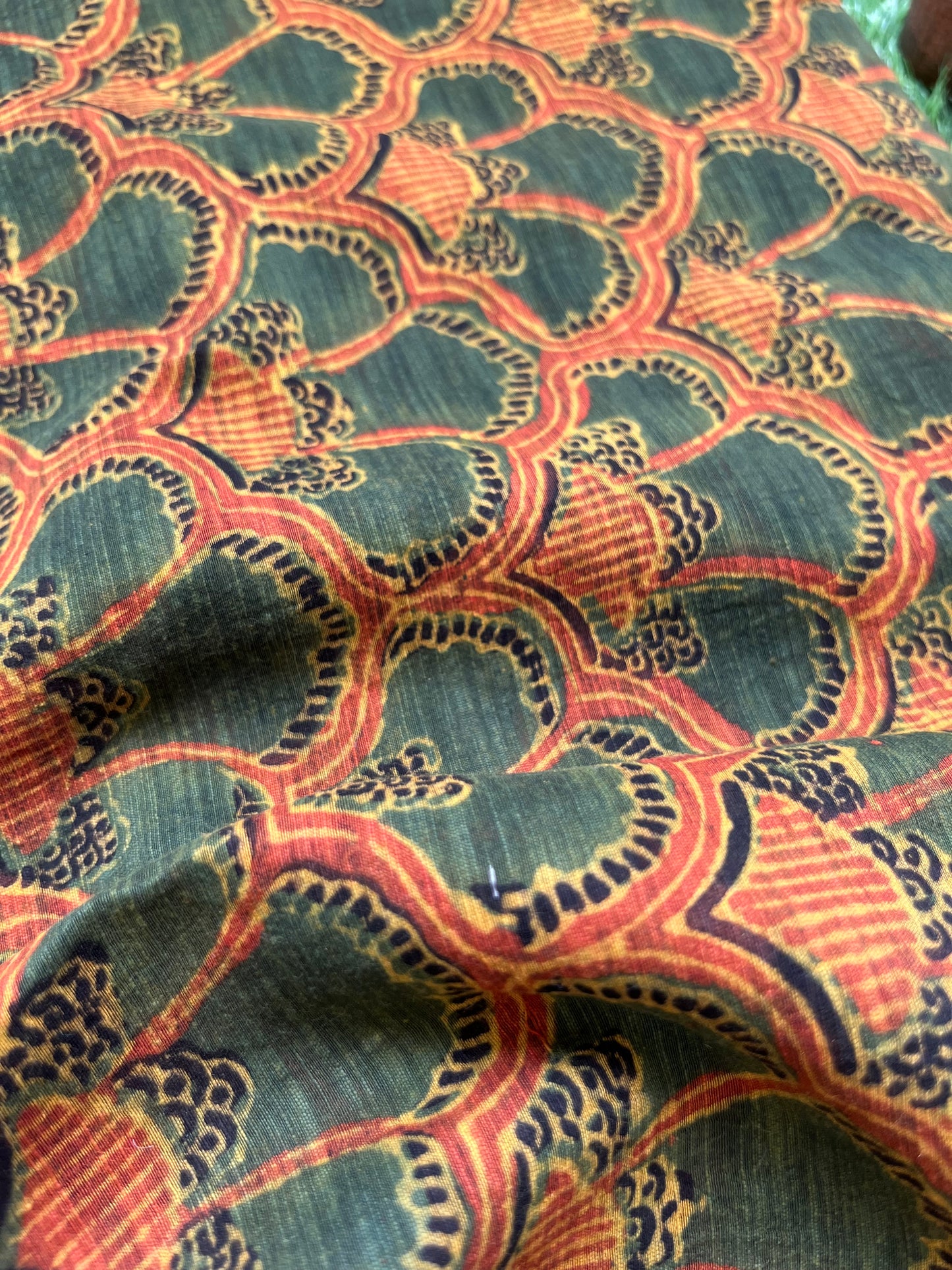 Ajrakh Chanderi fabric