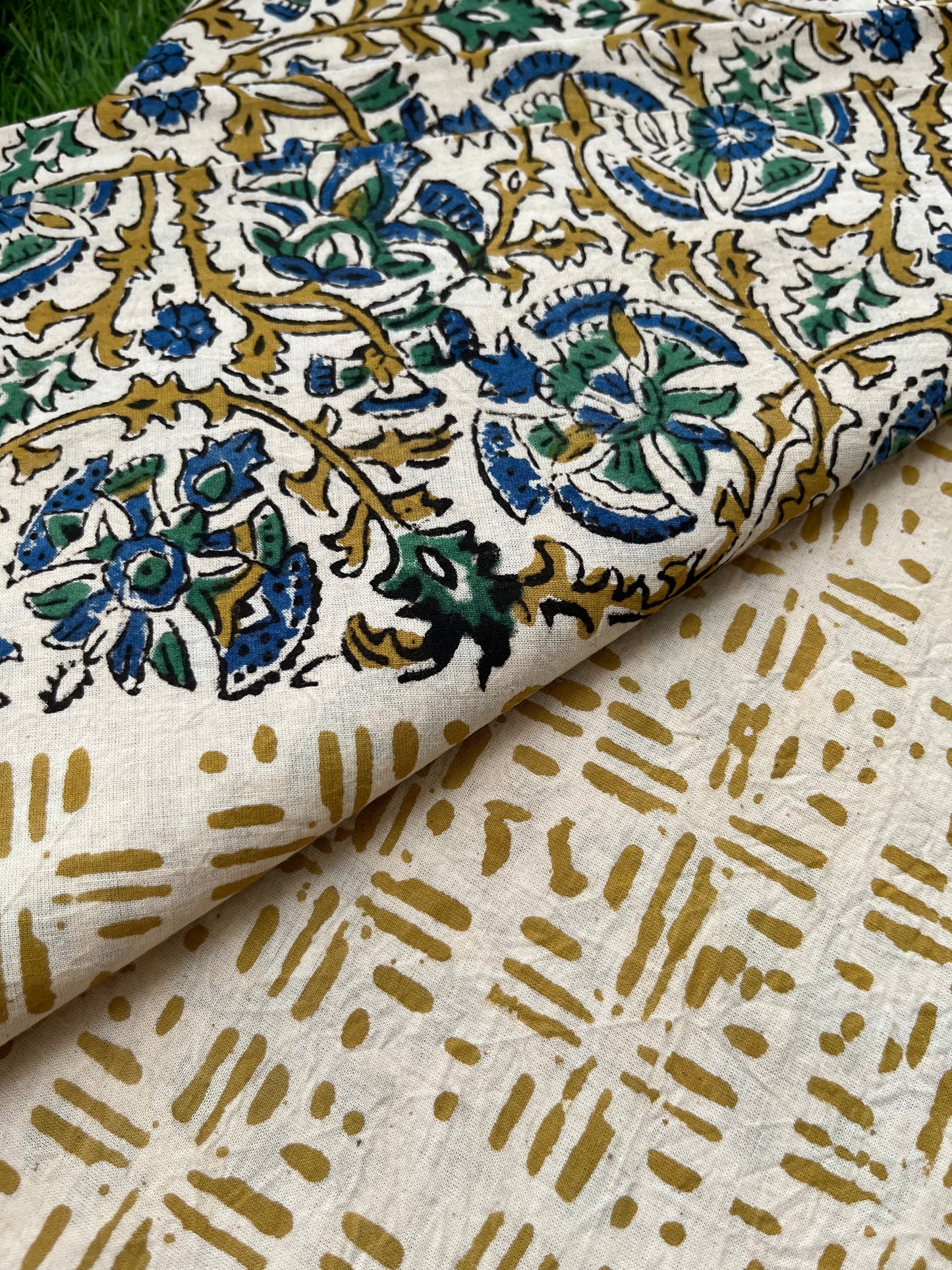 Cotton Kalamkari block print kurta bottom Dupatta
