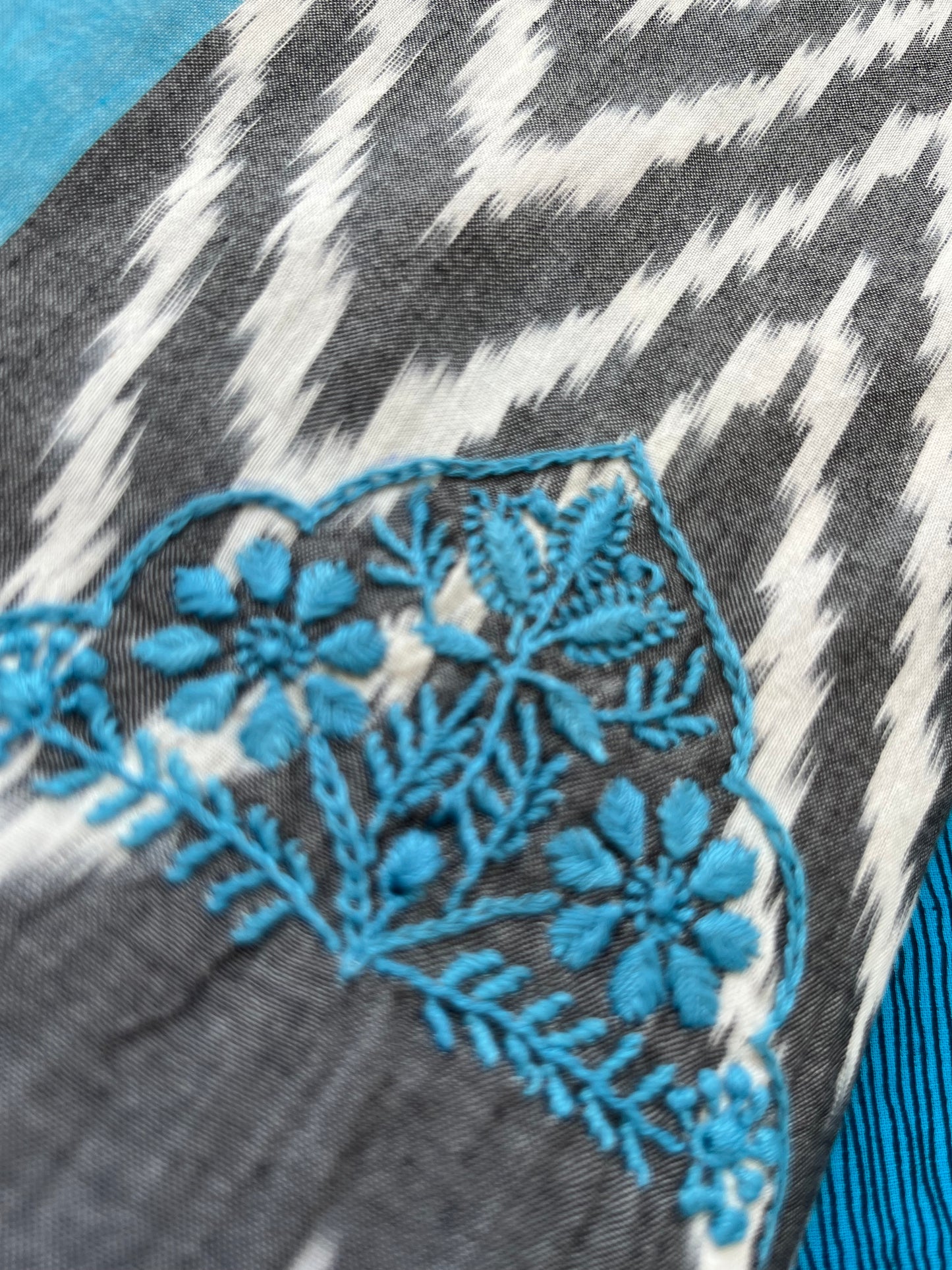 Double ikkat chikankari Dupatta
