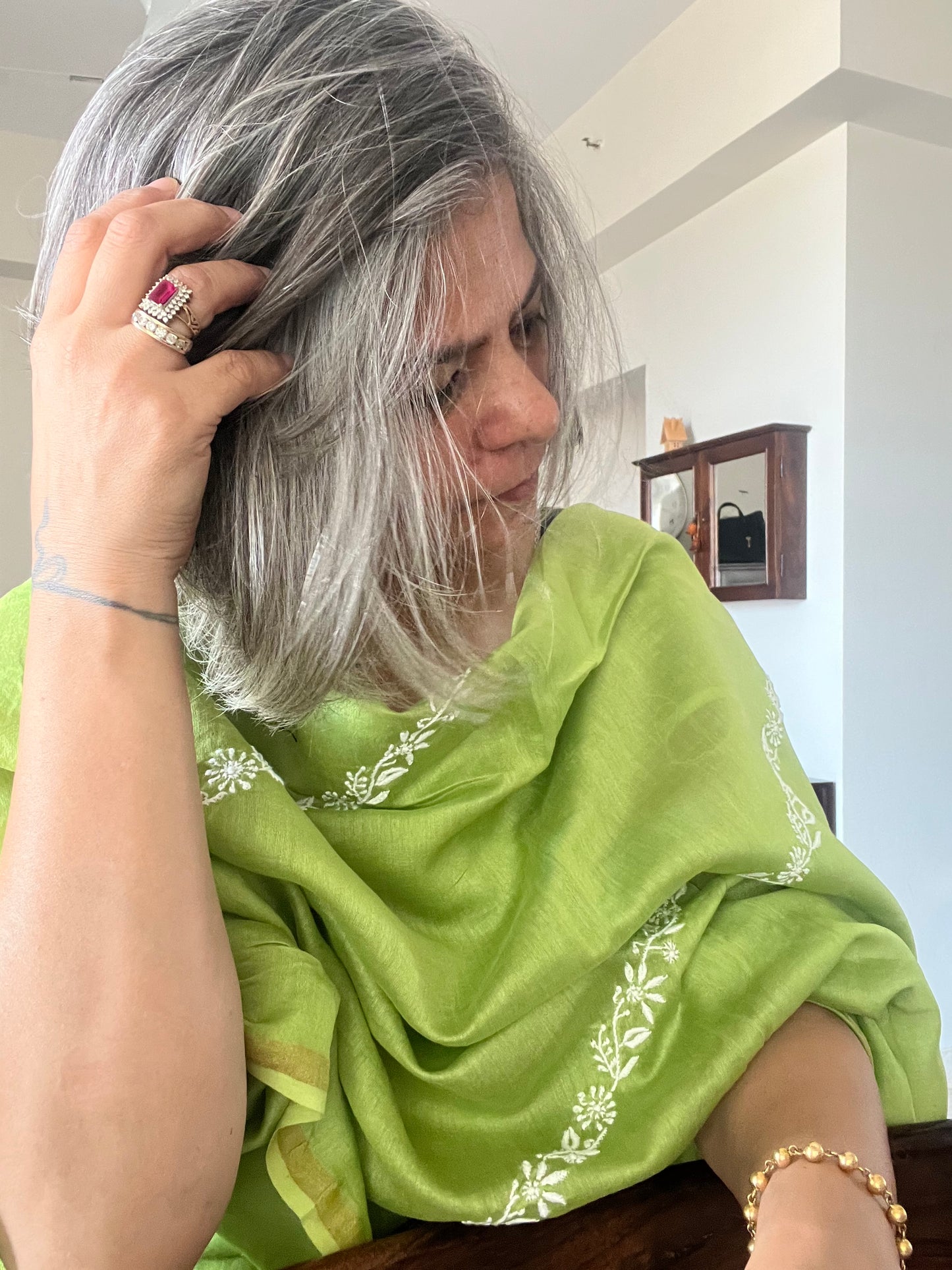 Chanderi chikan kurta and Dupatta