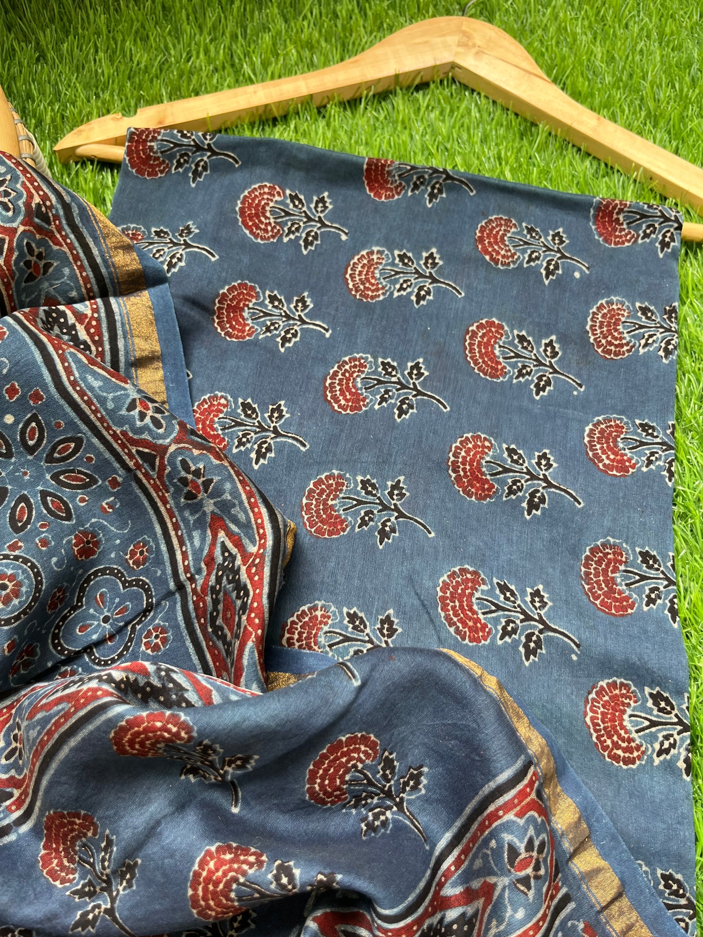 Chanderi silk Ajrakh Kurta and dupatta