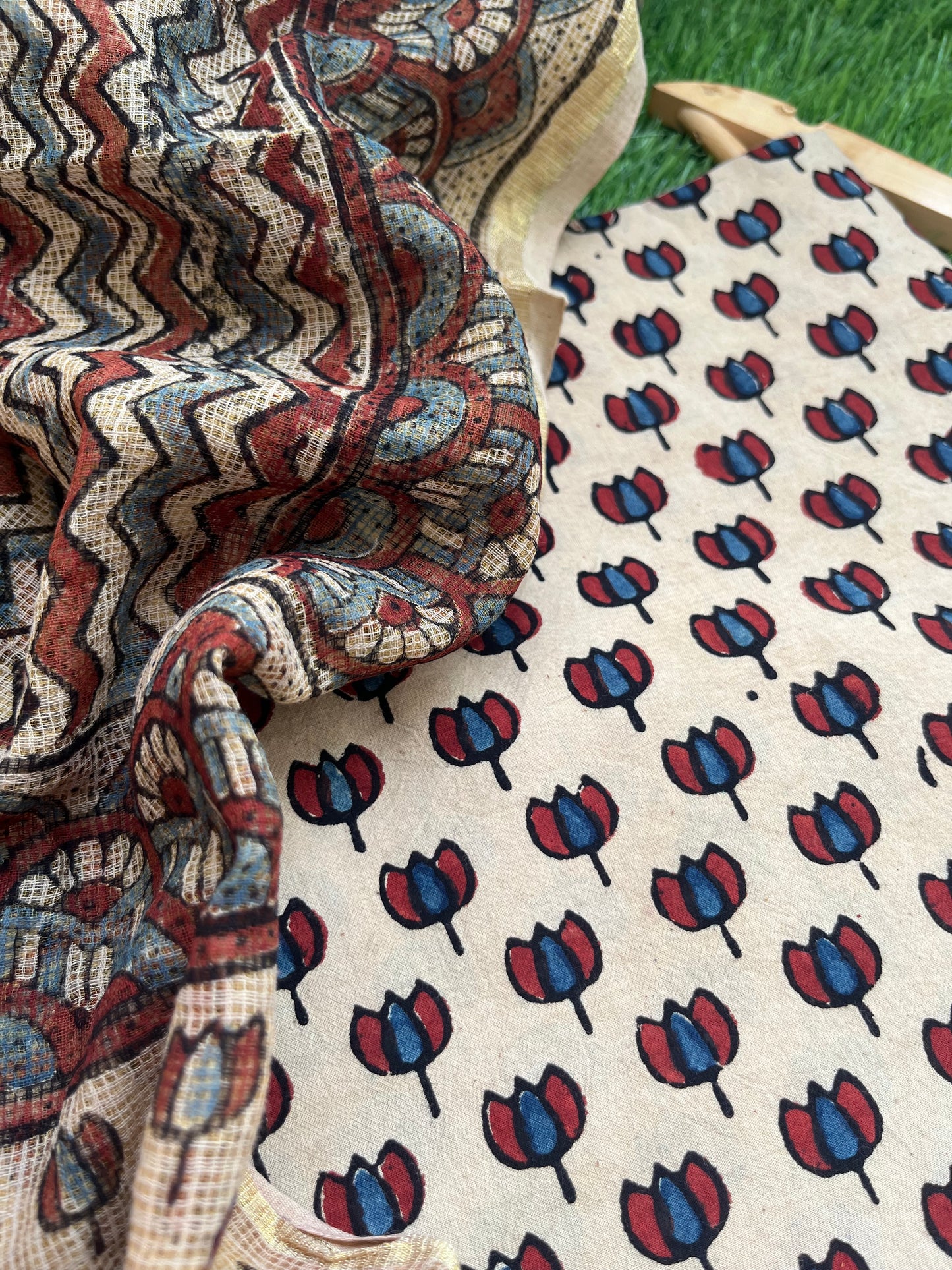 Ajrakh cotton Kurta bottom and kota doria dupatta