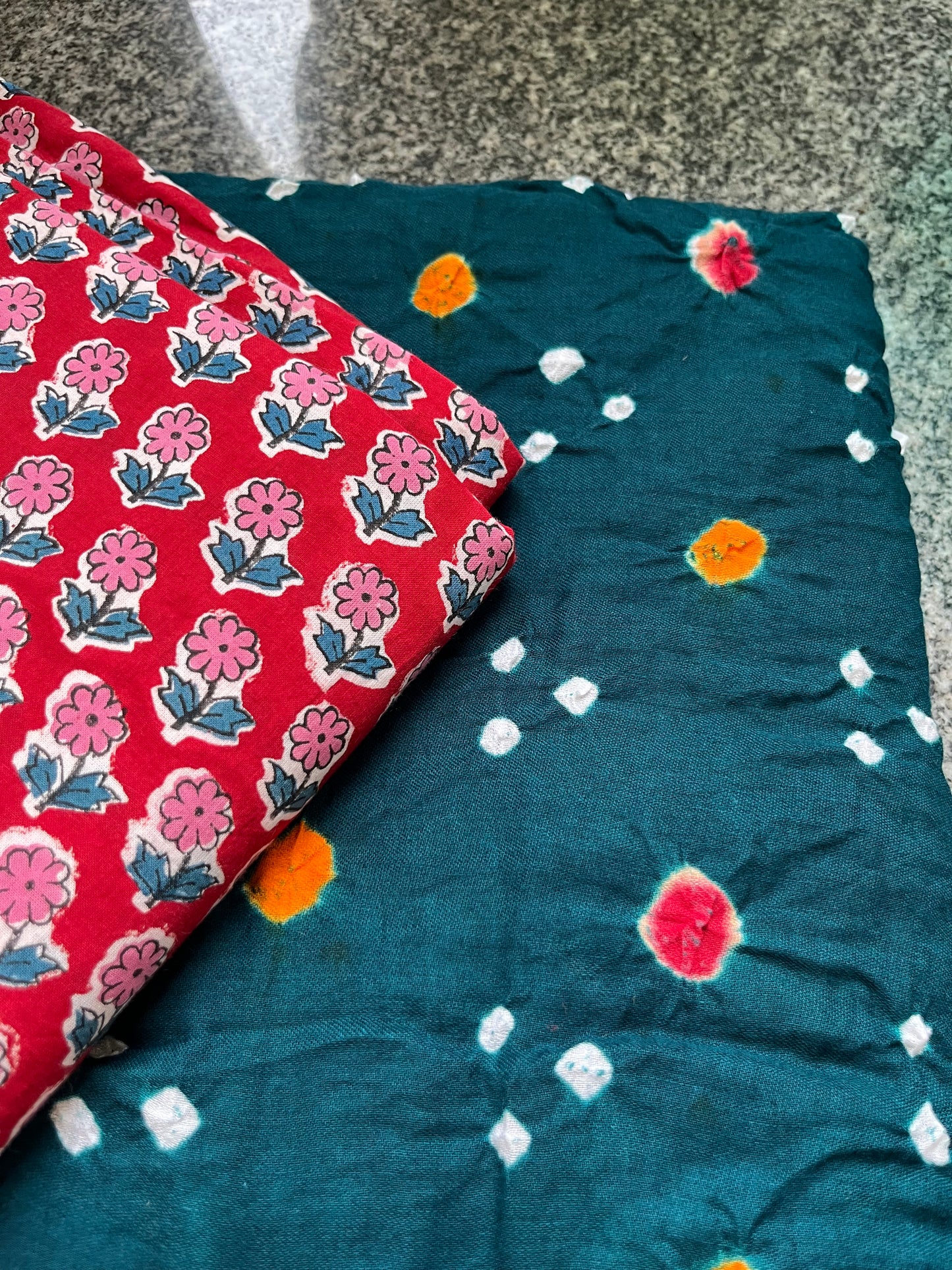 Cotton bandhani and print kurta Bottom