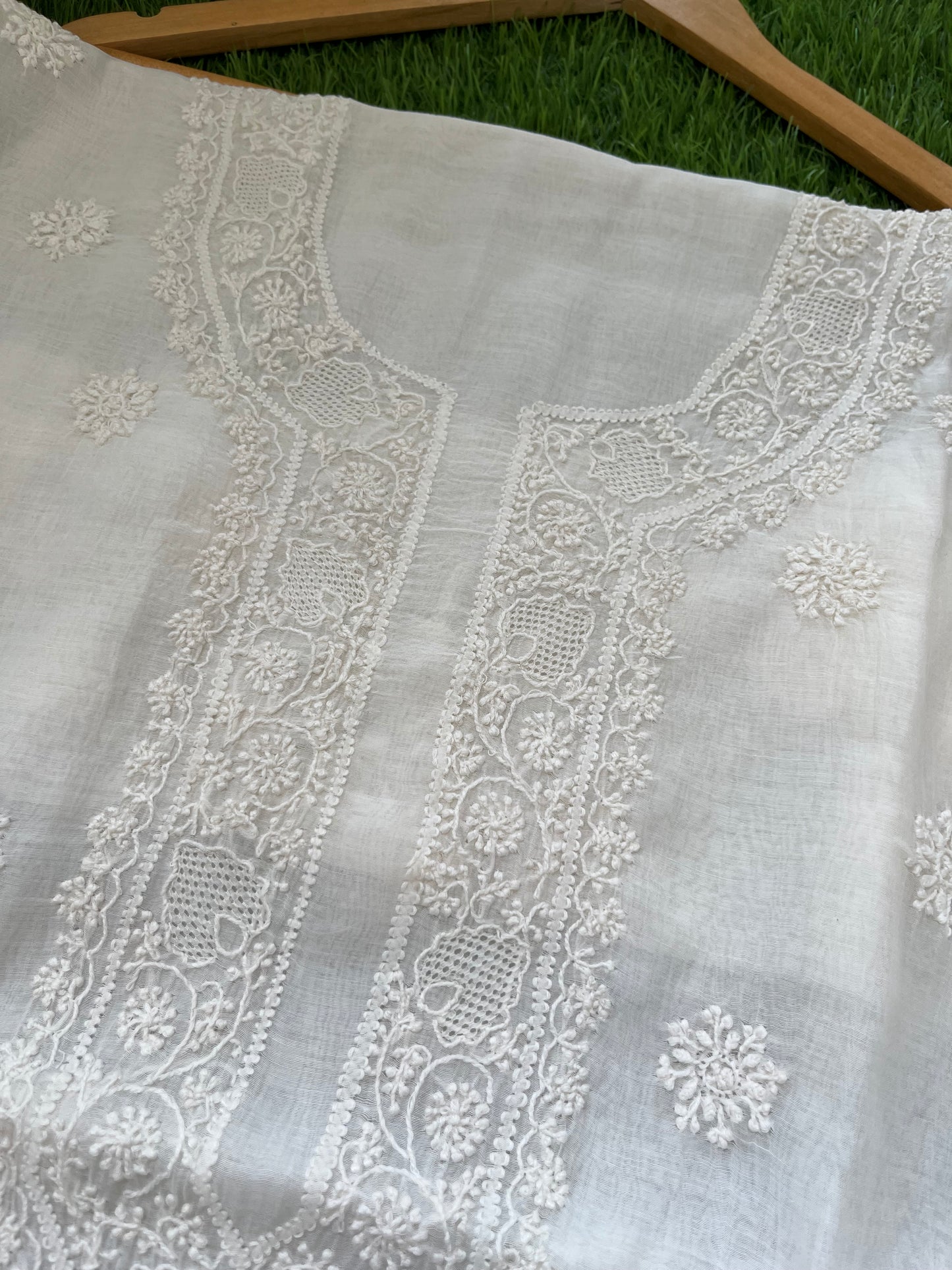Chanderi chikankari kurta