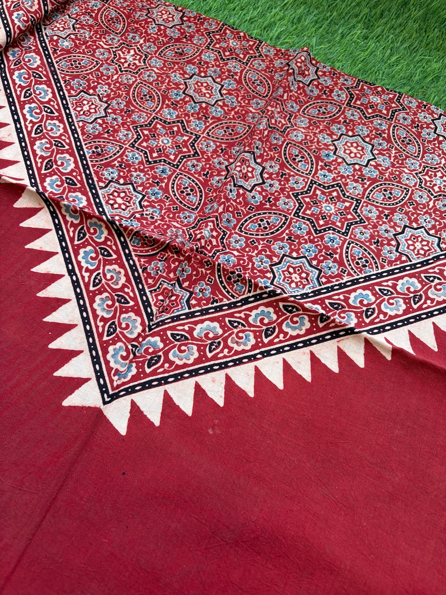 Cotton Ajrakh patterned fabric