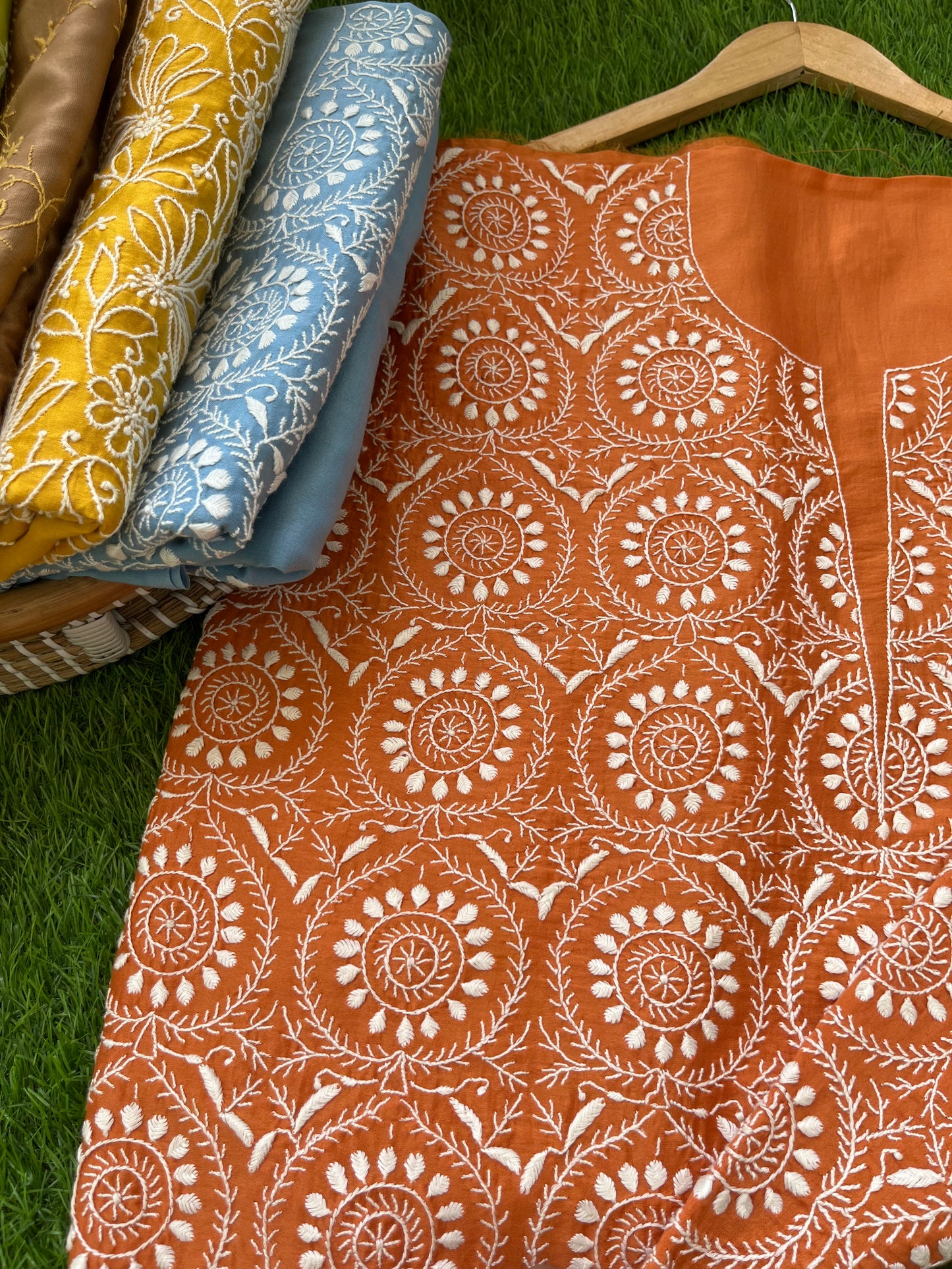 Chanderi chikankari kurta