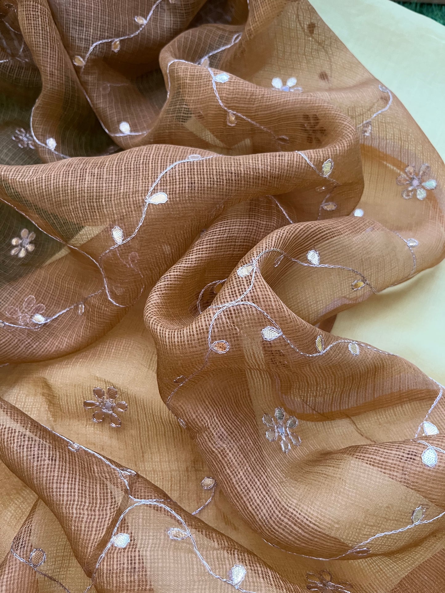 त्योहार :kota silk gota patti Dupatta with plain chanderi kurta bottom Fabric