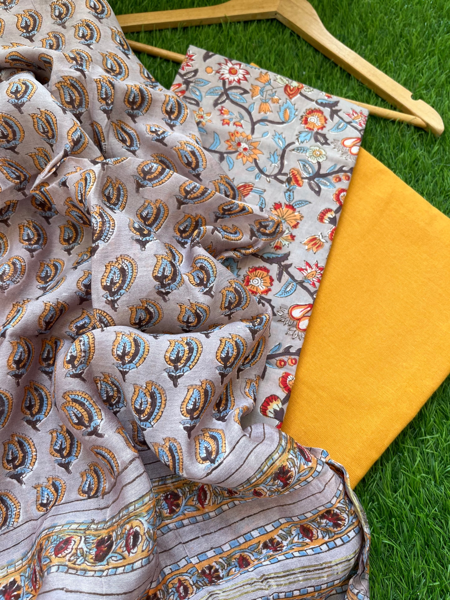 Cotton kurta bottom chanderi dupatta