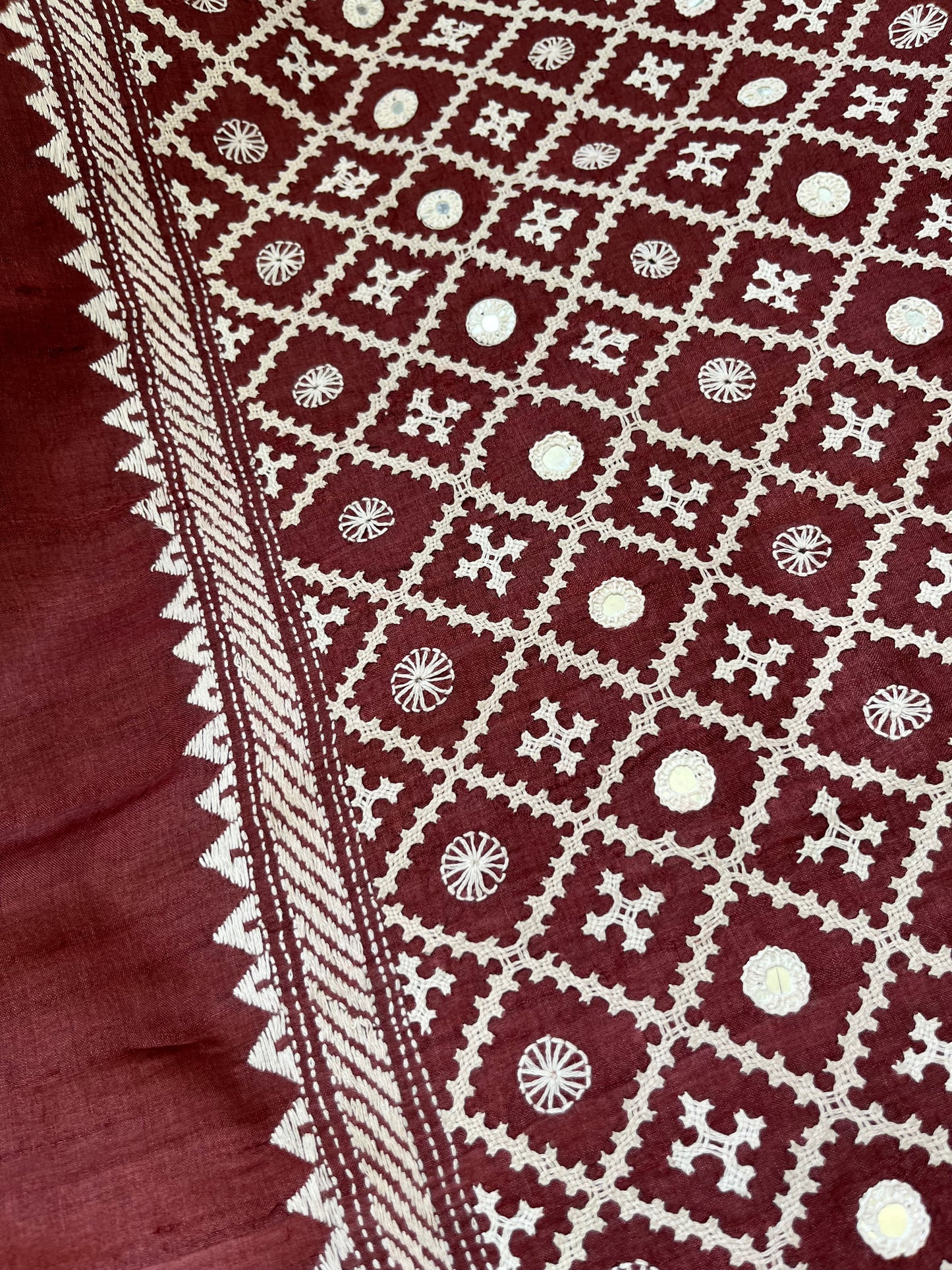 Silk Kantha work kurta fabric