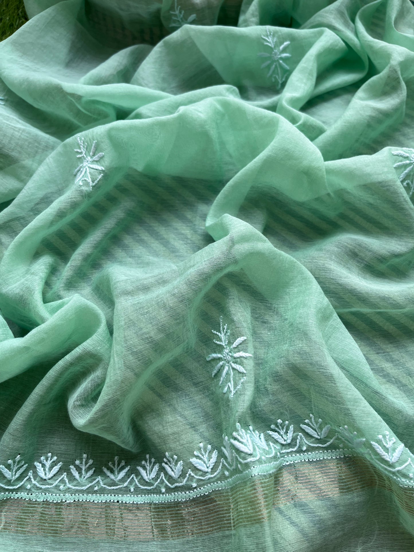 Chanderi Chikankari Dupatta cotton Fabric