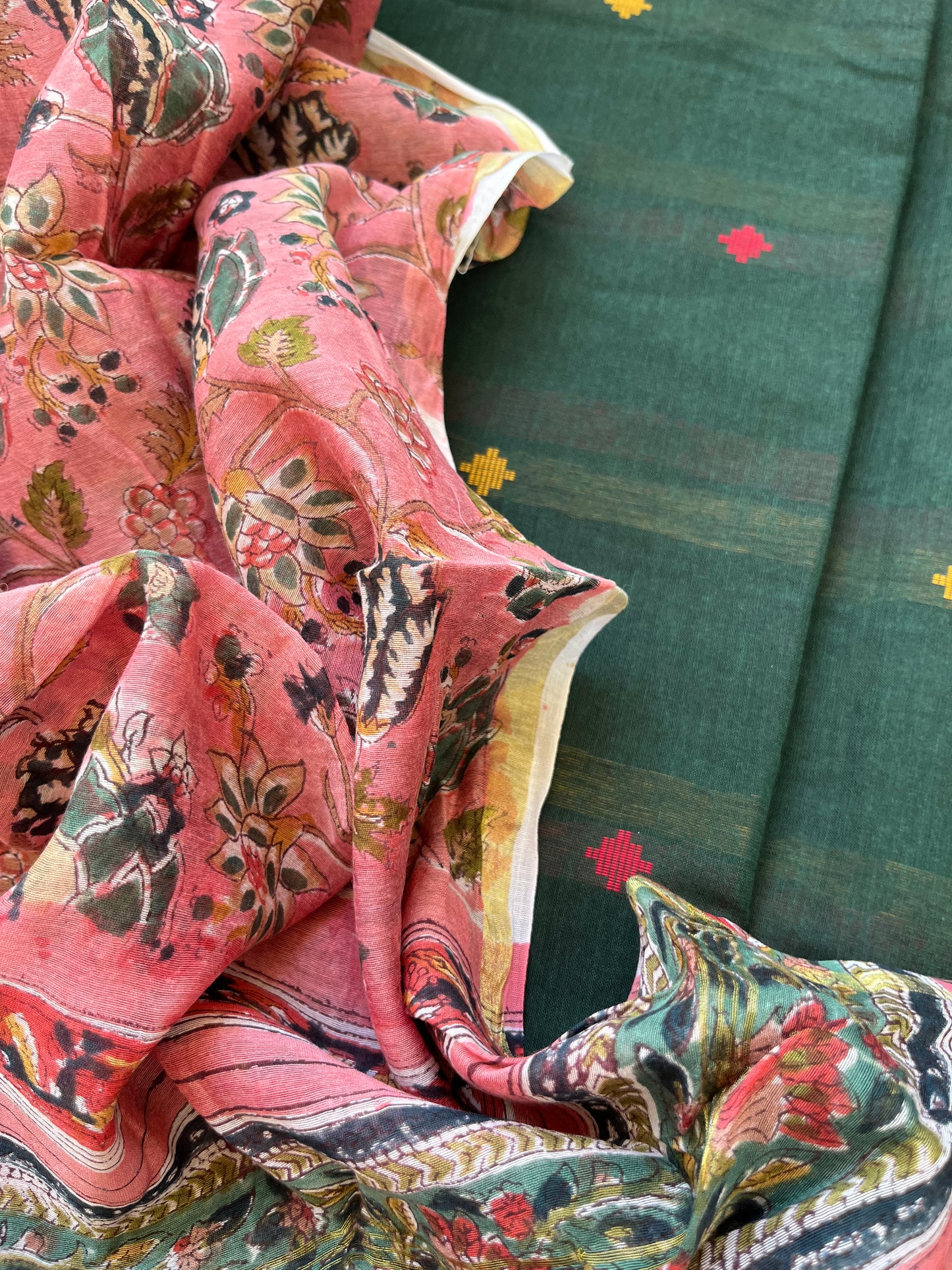 Mangalgiri Cotton kurta bottom chanderi dupatta