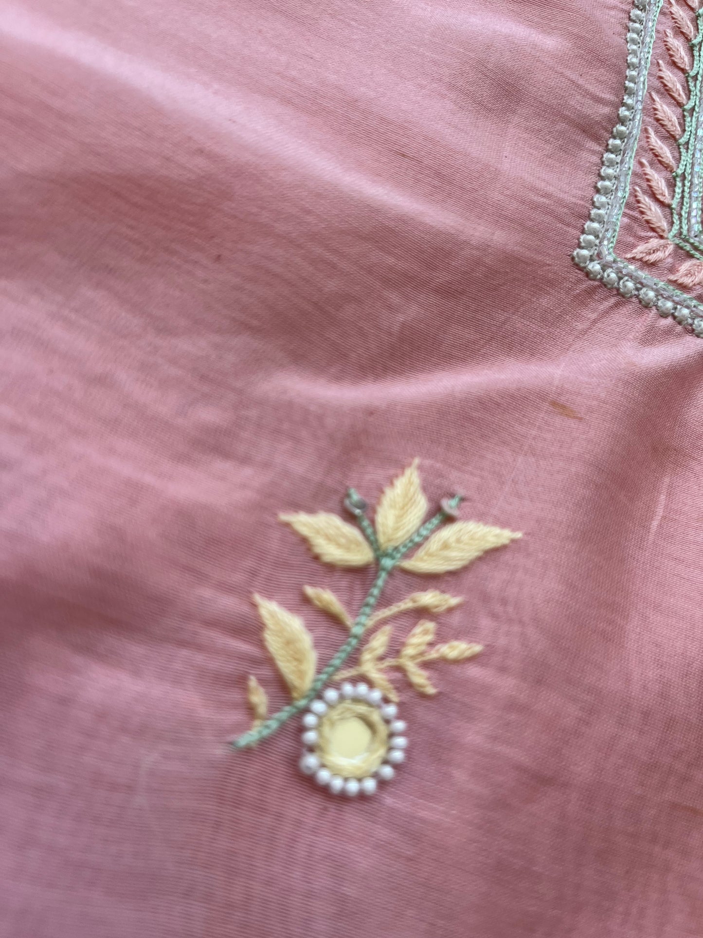 त्योहार :organza Dupatta with chanderi hand embroidered kurta bottom Fabric