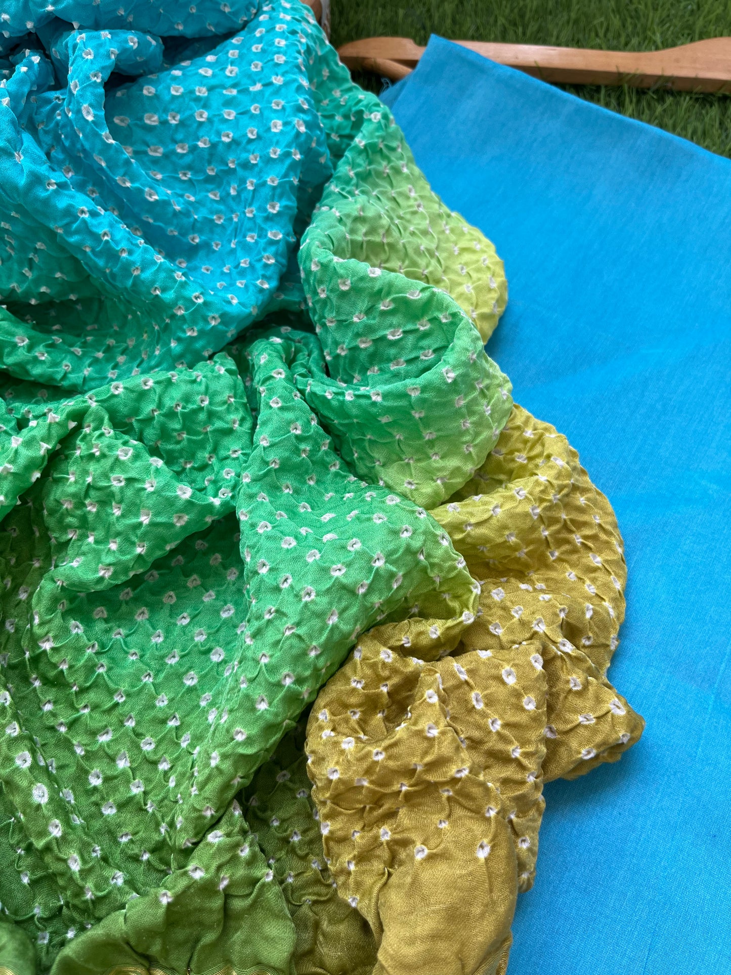 त्योहार् -Gajji Silk bandhani dupatta chanderi fabric