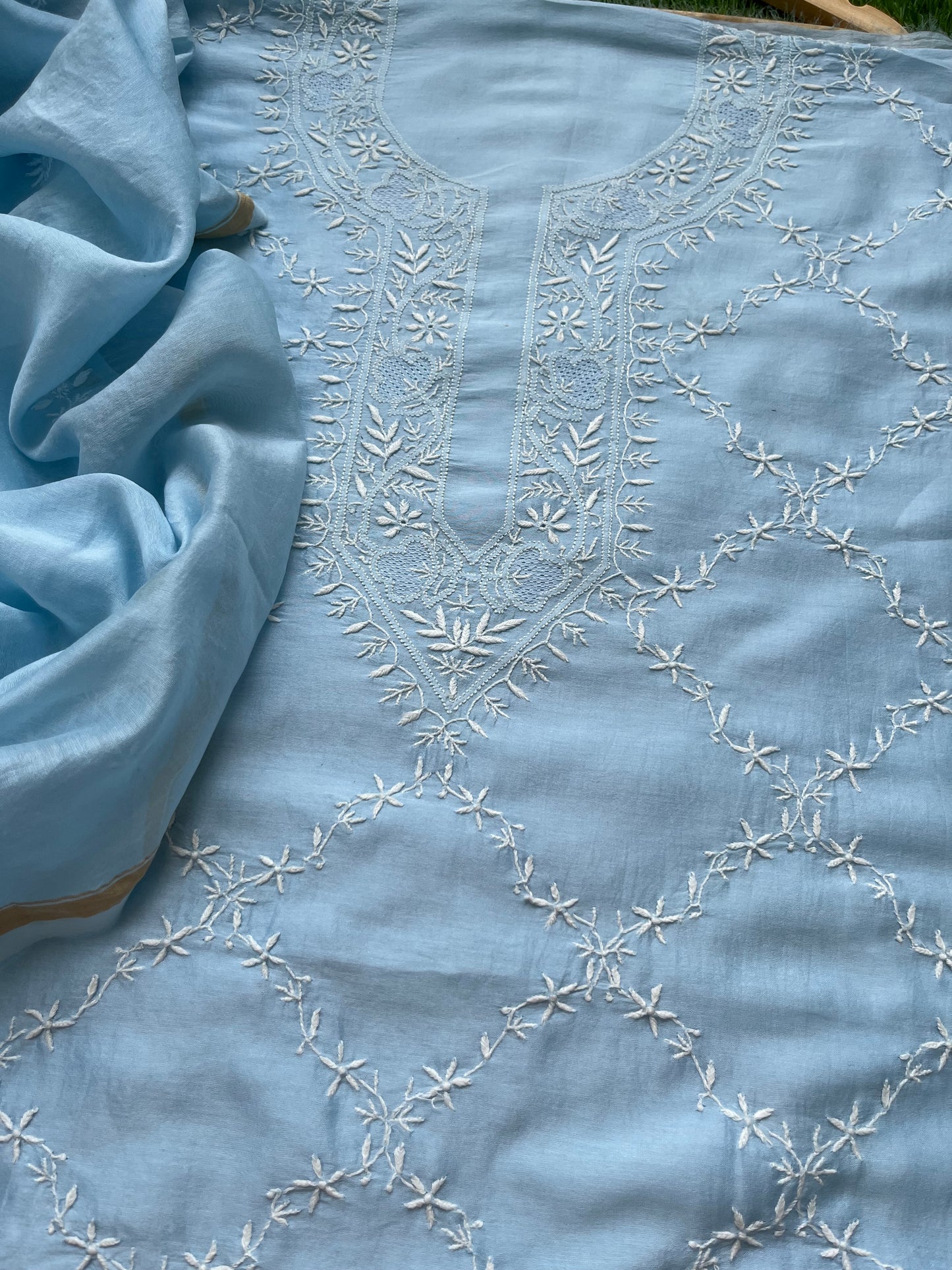 Chanderi Chikankari Kurta Dupatta