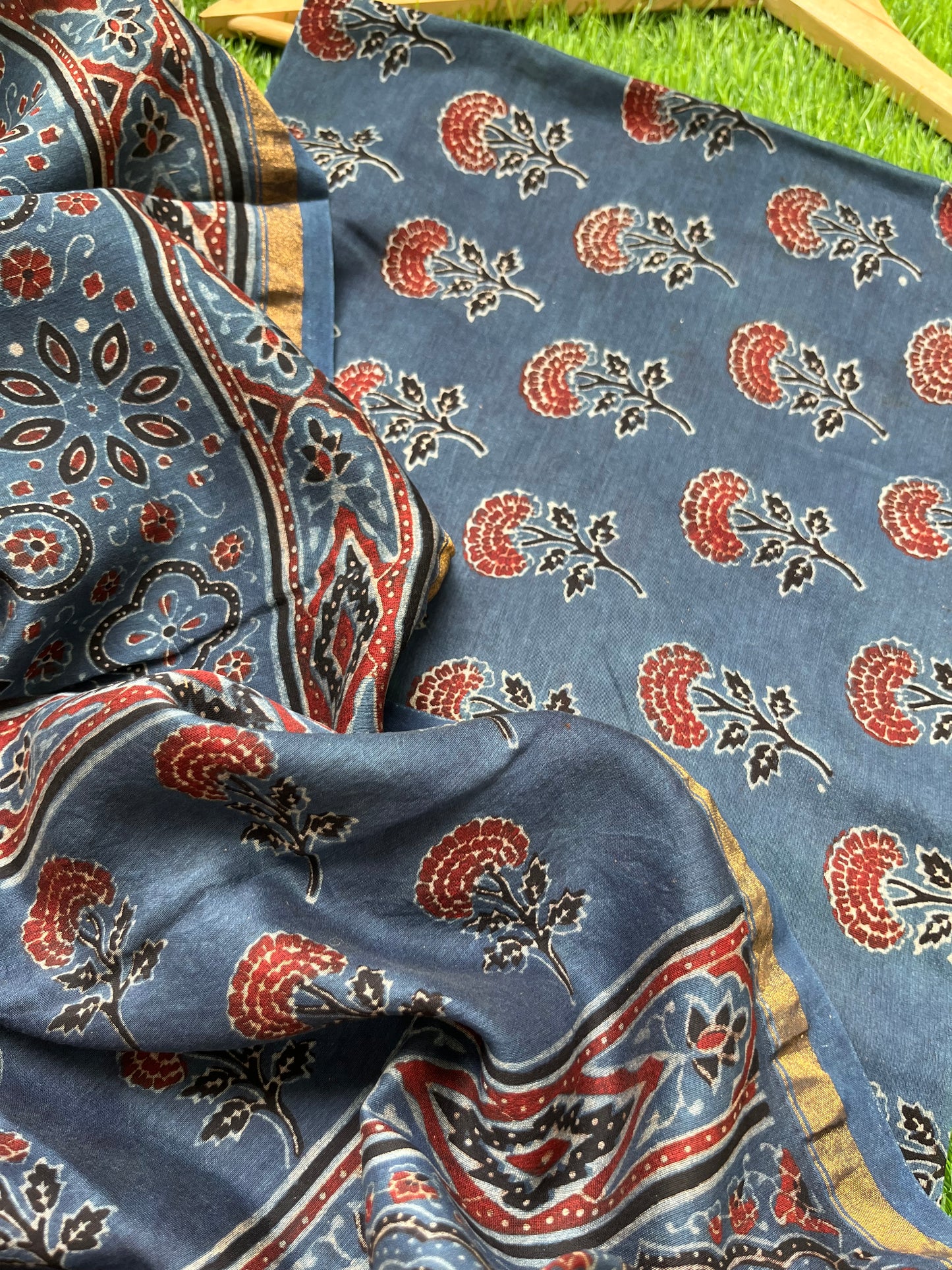 Chanderi silk Ajrakh Kurta and dupatta