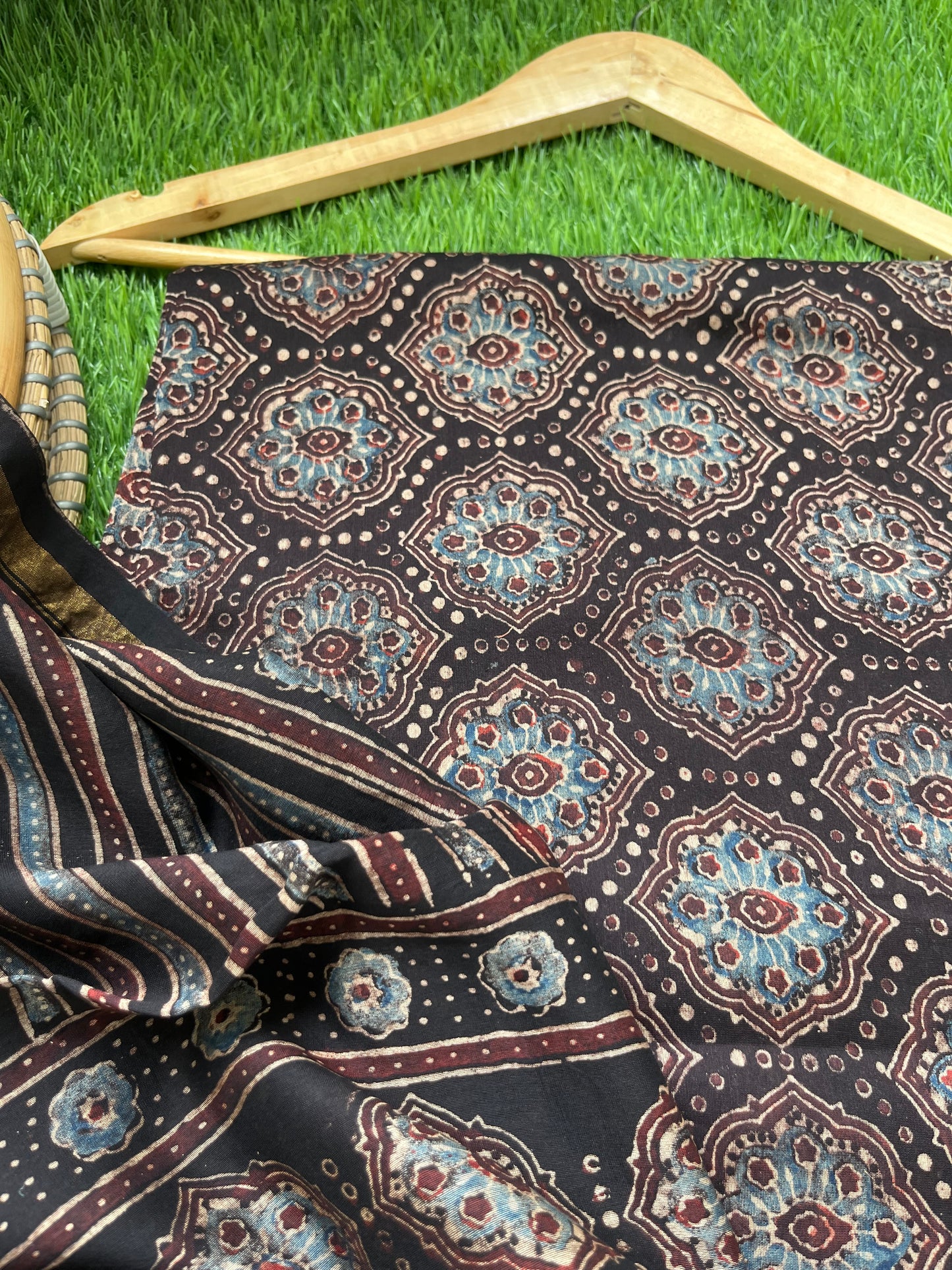 Chanderi silk Ajrakh Kurta and dupatta