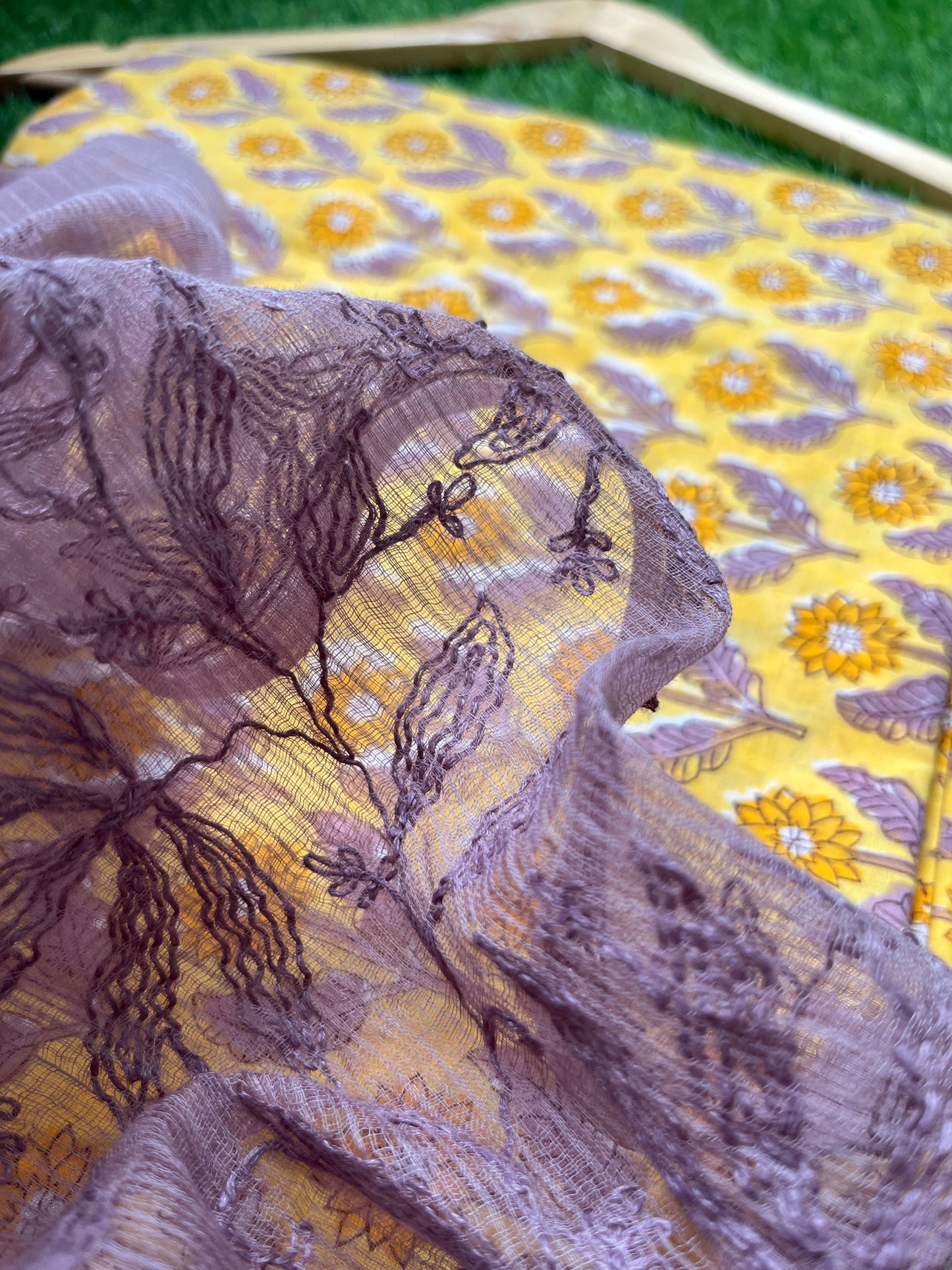Kota Chikankari Dupatta with print kurta bottom Fabric