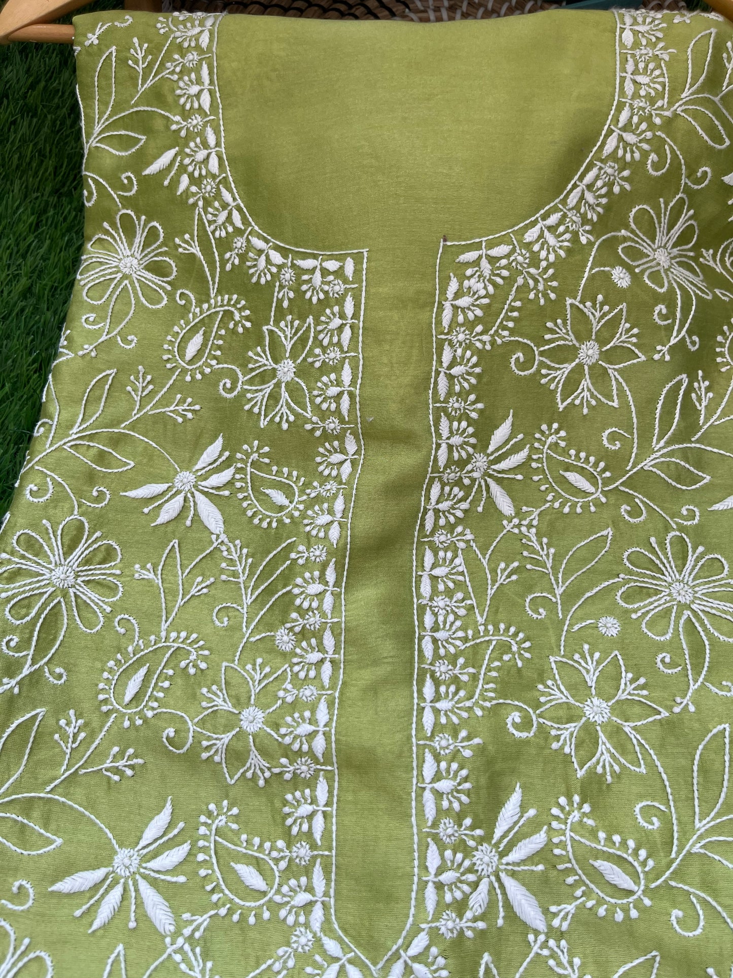 Chanderi chikankari kurta