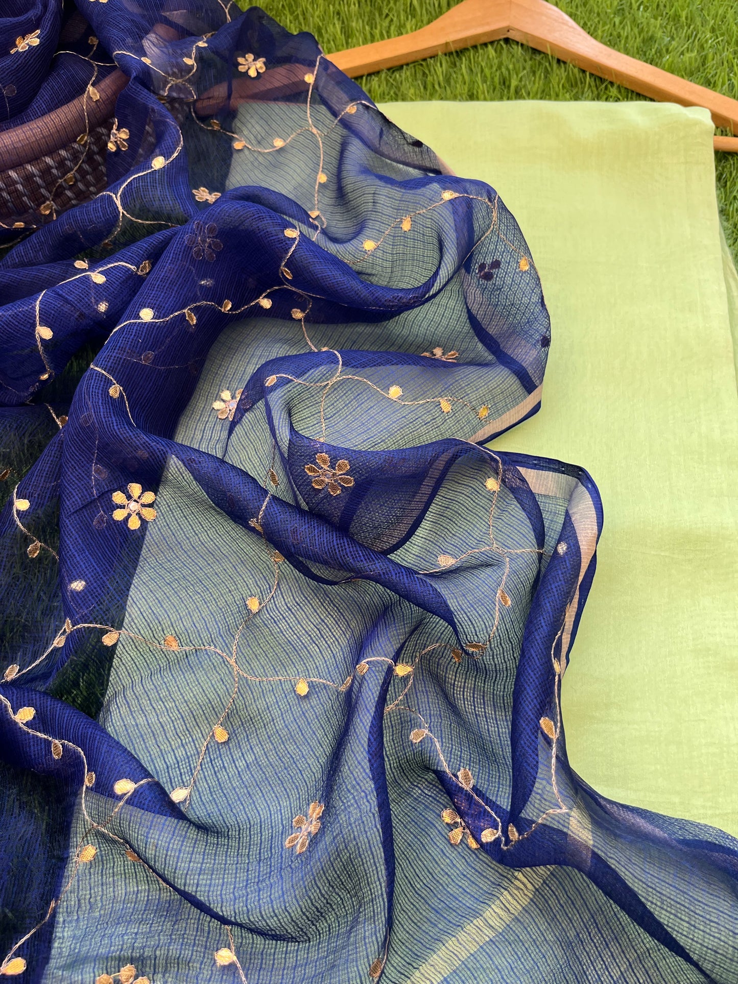 त्योहार :kota silk gota patti Dupatta with plain chanderi kurta bottom Fabric
