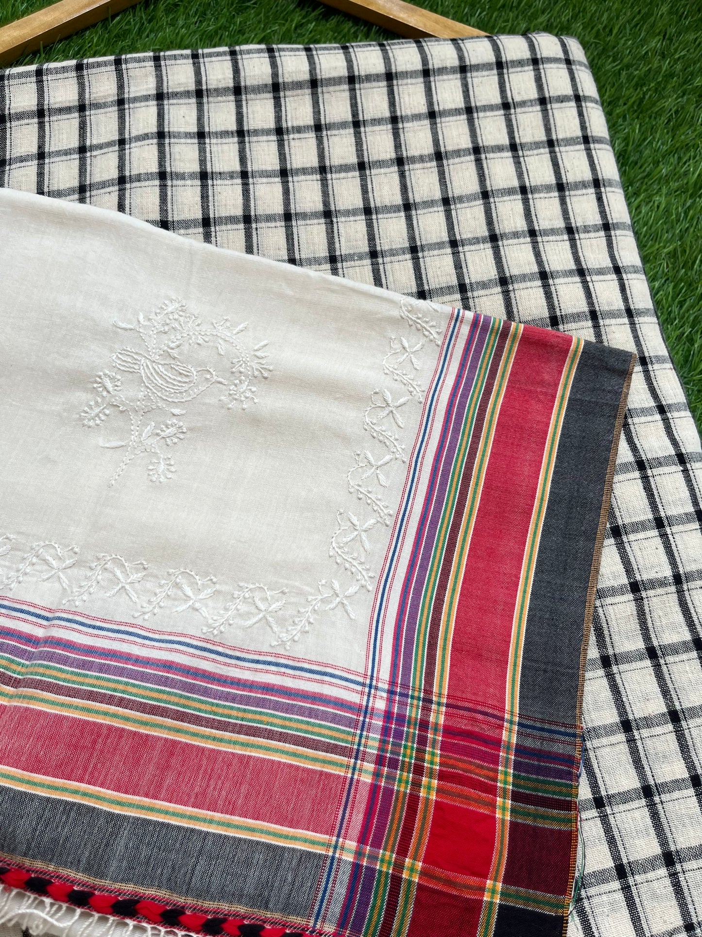 Handwoven organic kala Cotton kurta dupatta