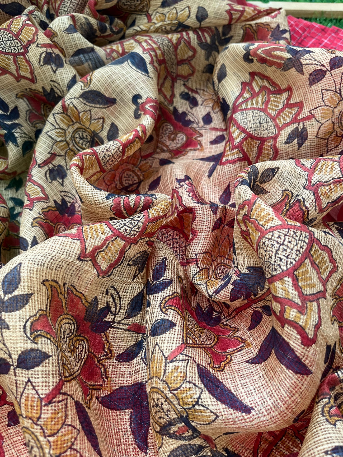 Kota silk block print Dupatta cotton Kurta bottom fabric