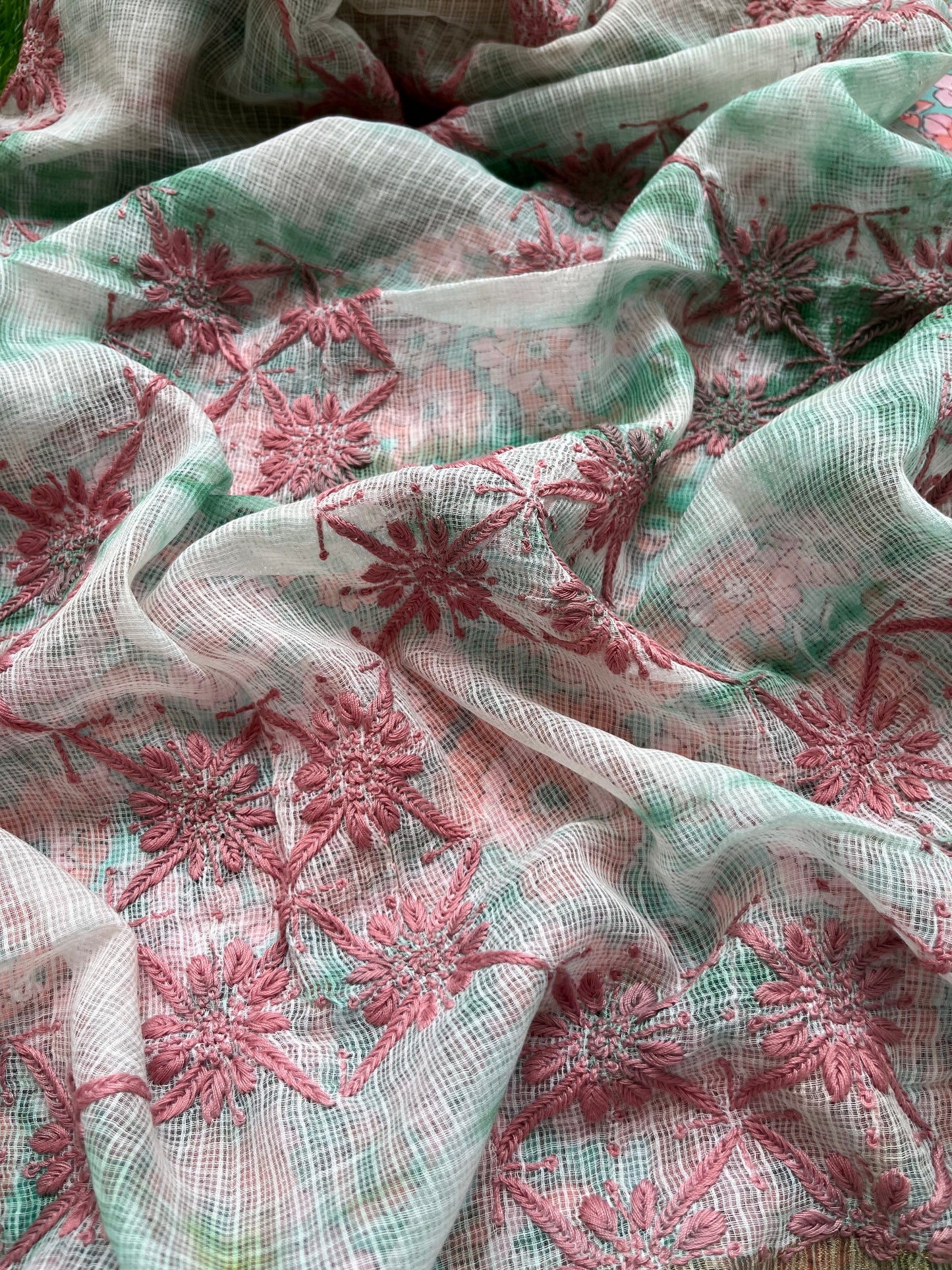 Kota Chikankari Dupatta with print kurta bottom Fabric