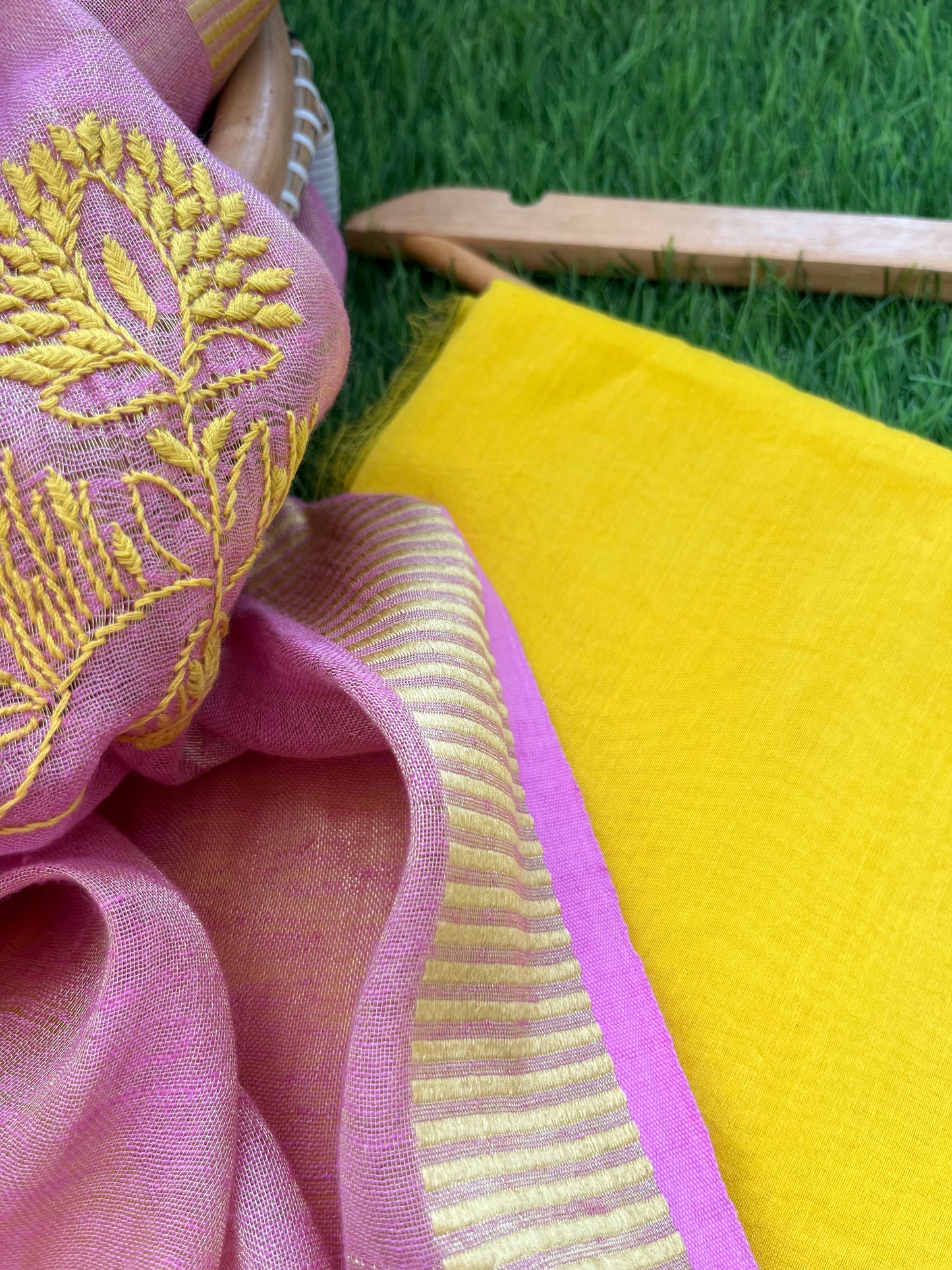 Chanderi kurta bottom fabric linen tissue chikan work dupatta
