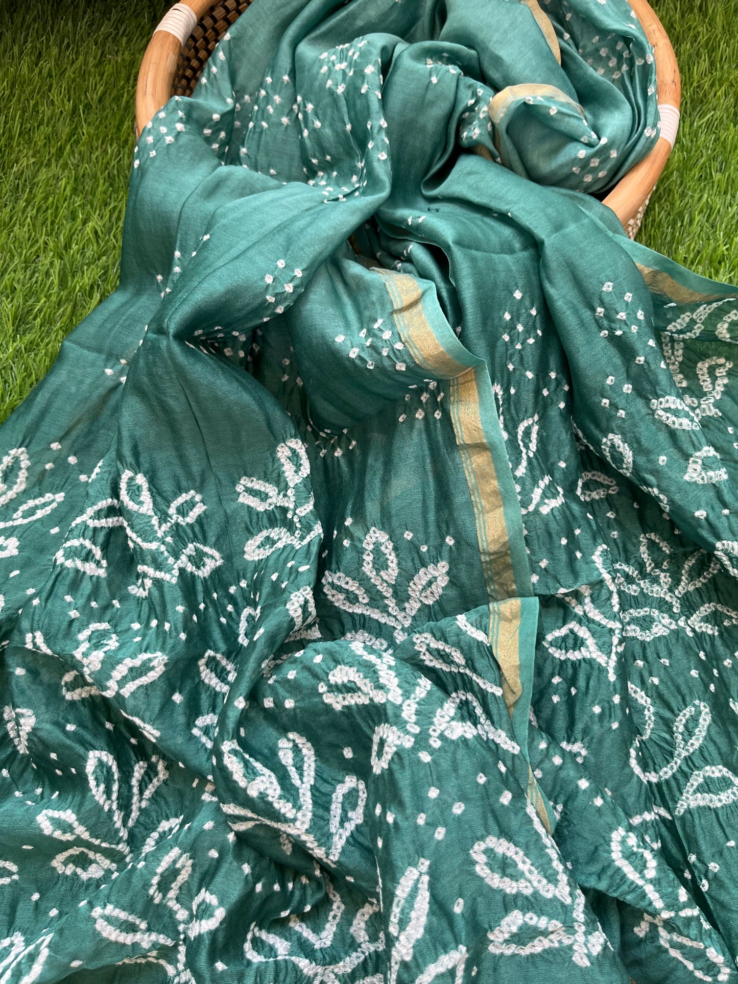 Bandhani Chanderi silk Dupatta