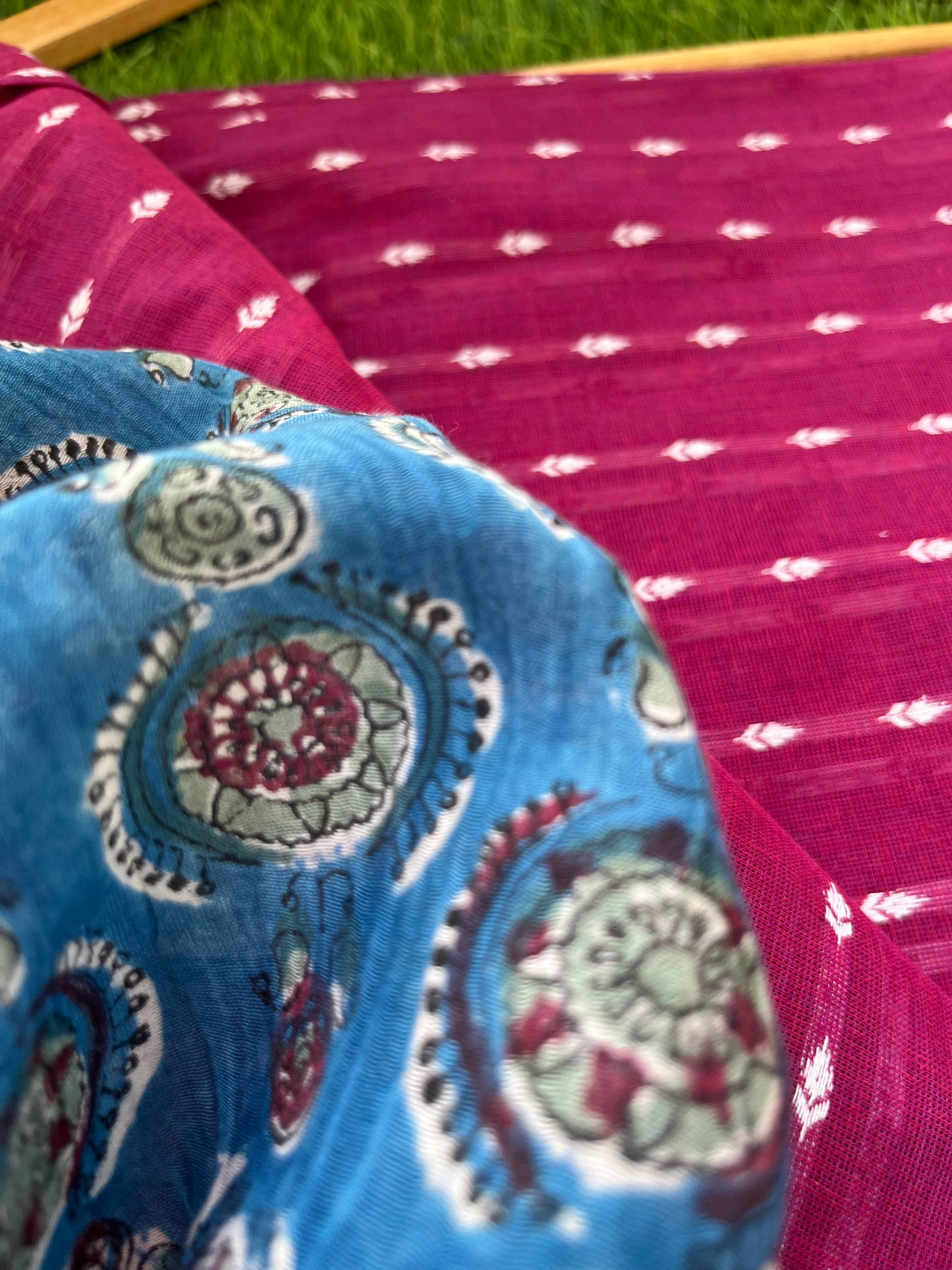 Mangalgiri Cotton kurta bottom fabric chanderi dupatta
