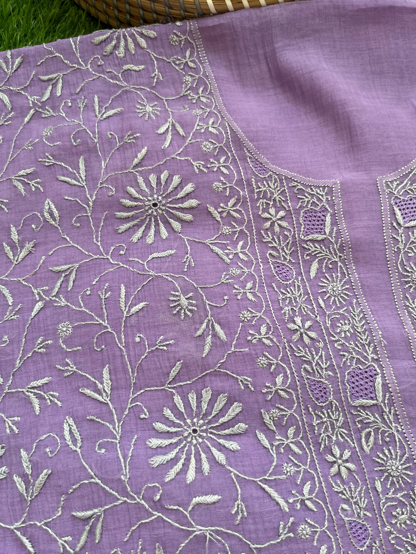 Chanderi chikankari kurta