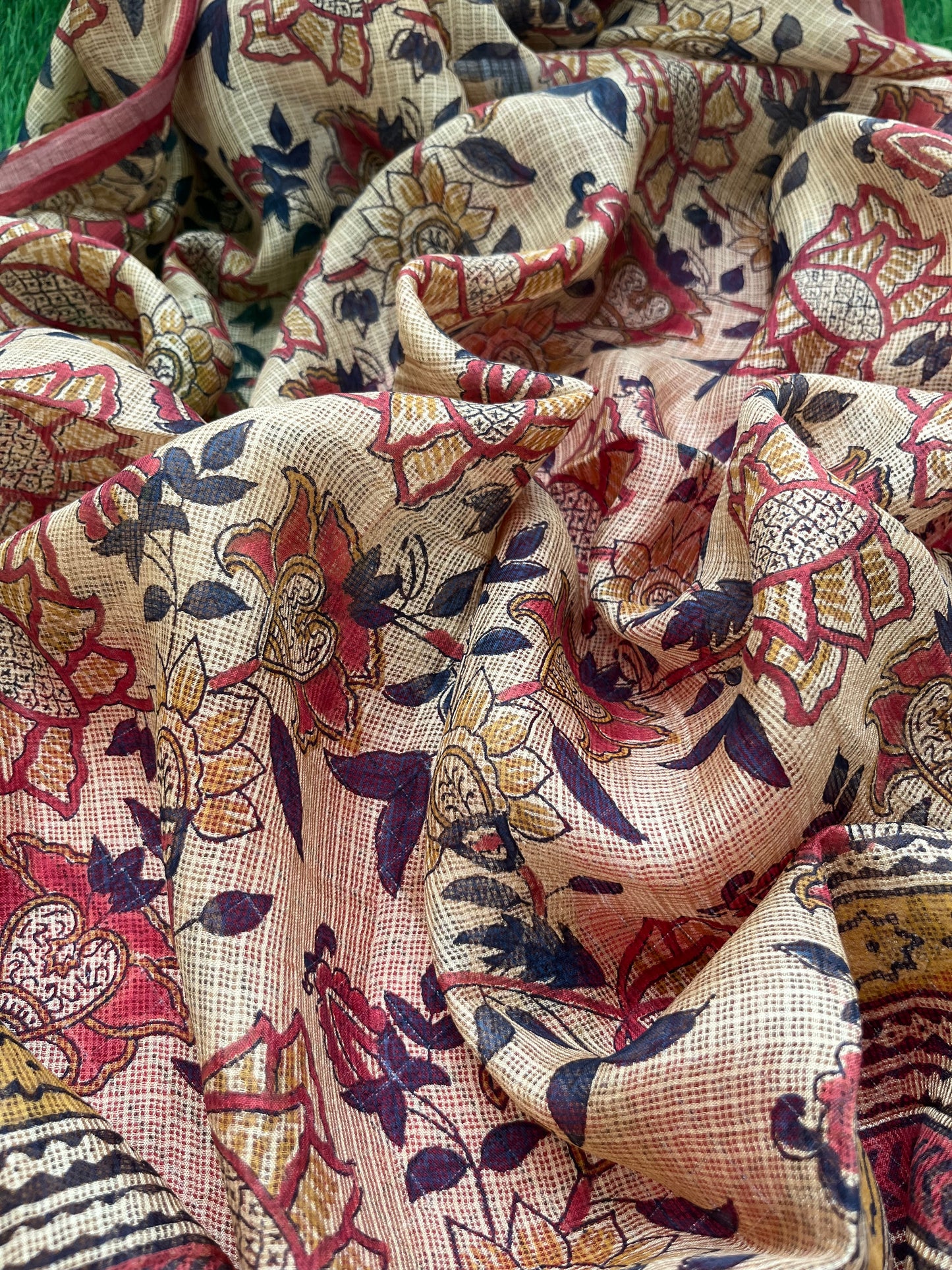 Kota silk block print Dupatta cotton Kurta bottom fabric