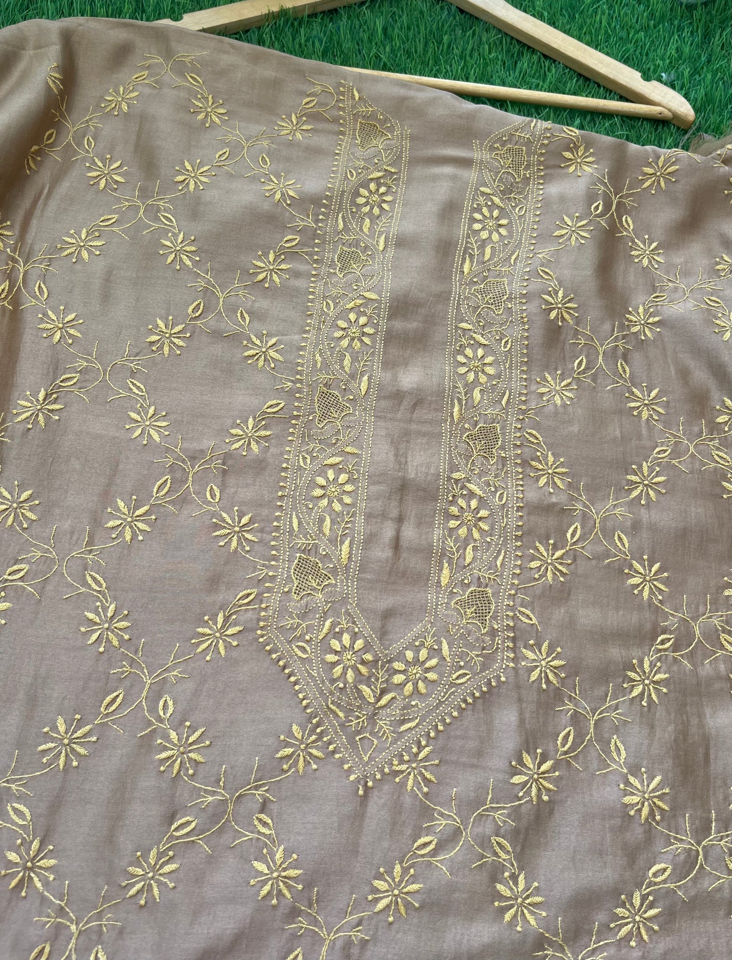 Chanderi chikankari kurta