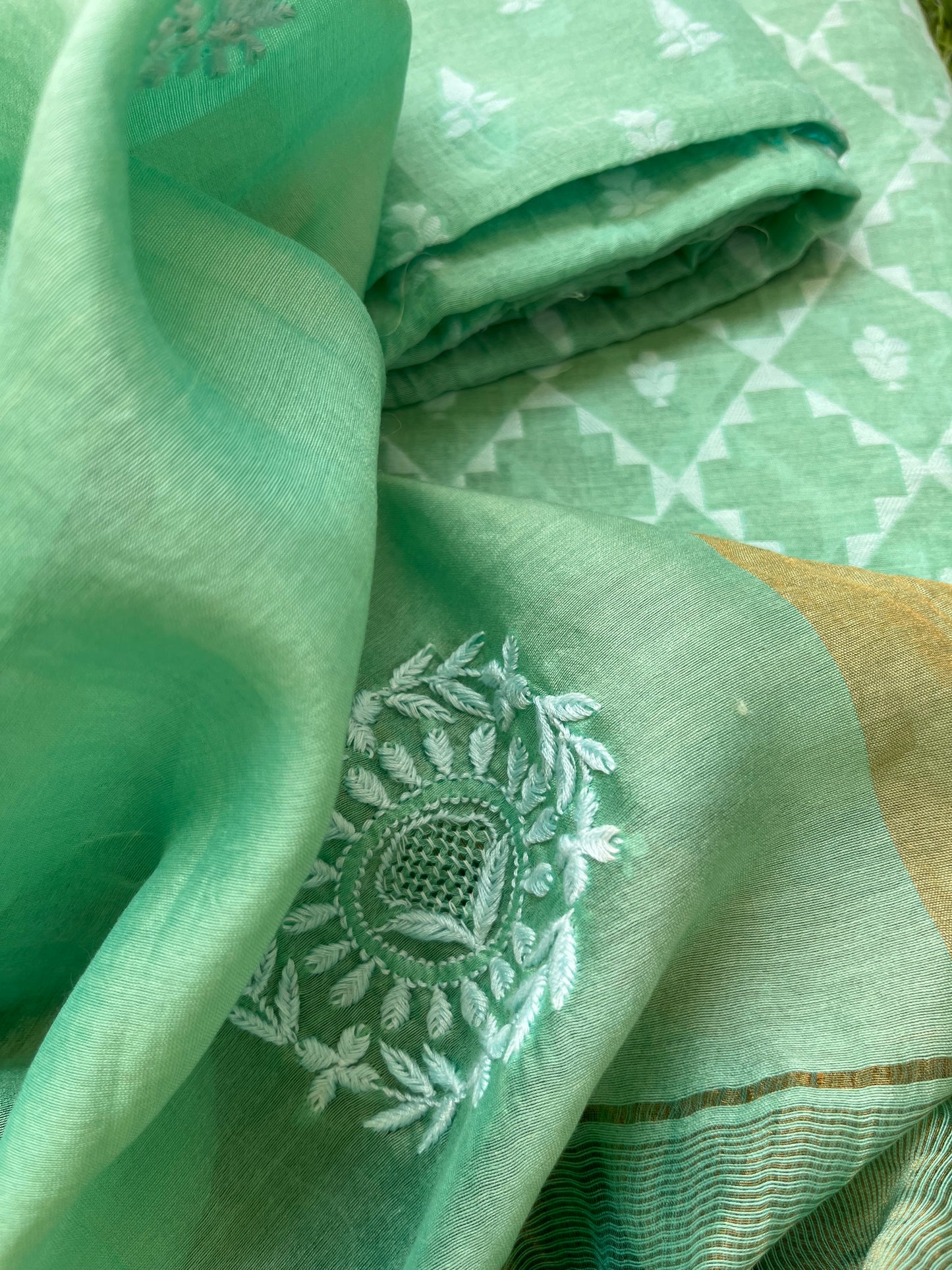 Jaamdani kurta bottom chanderi dupatta