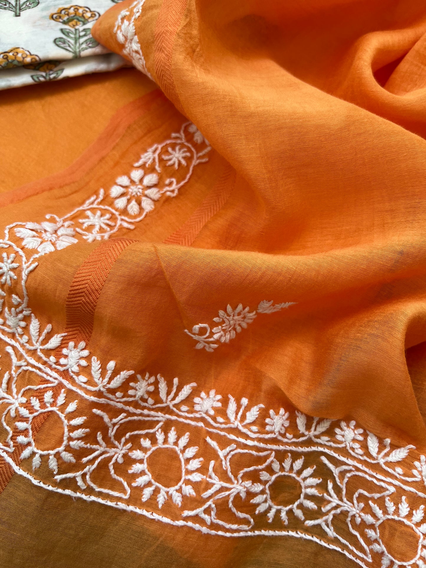 Chanderi silk Chikankari Dupatta with chanderi kurta bottom Fabric