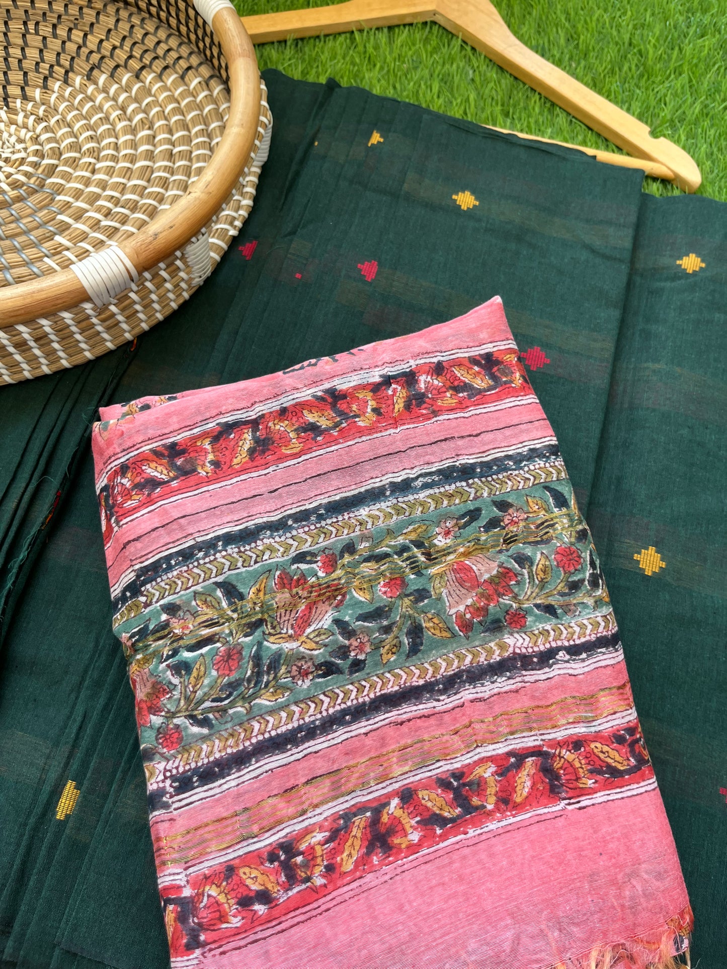 Mangalgiri Cotton kurta bottom chanderi dupatta