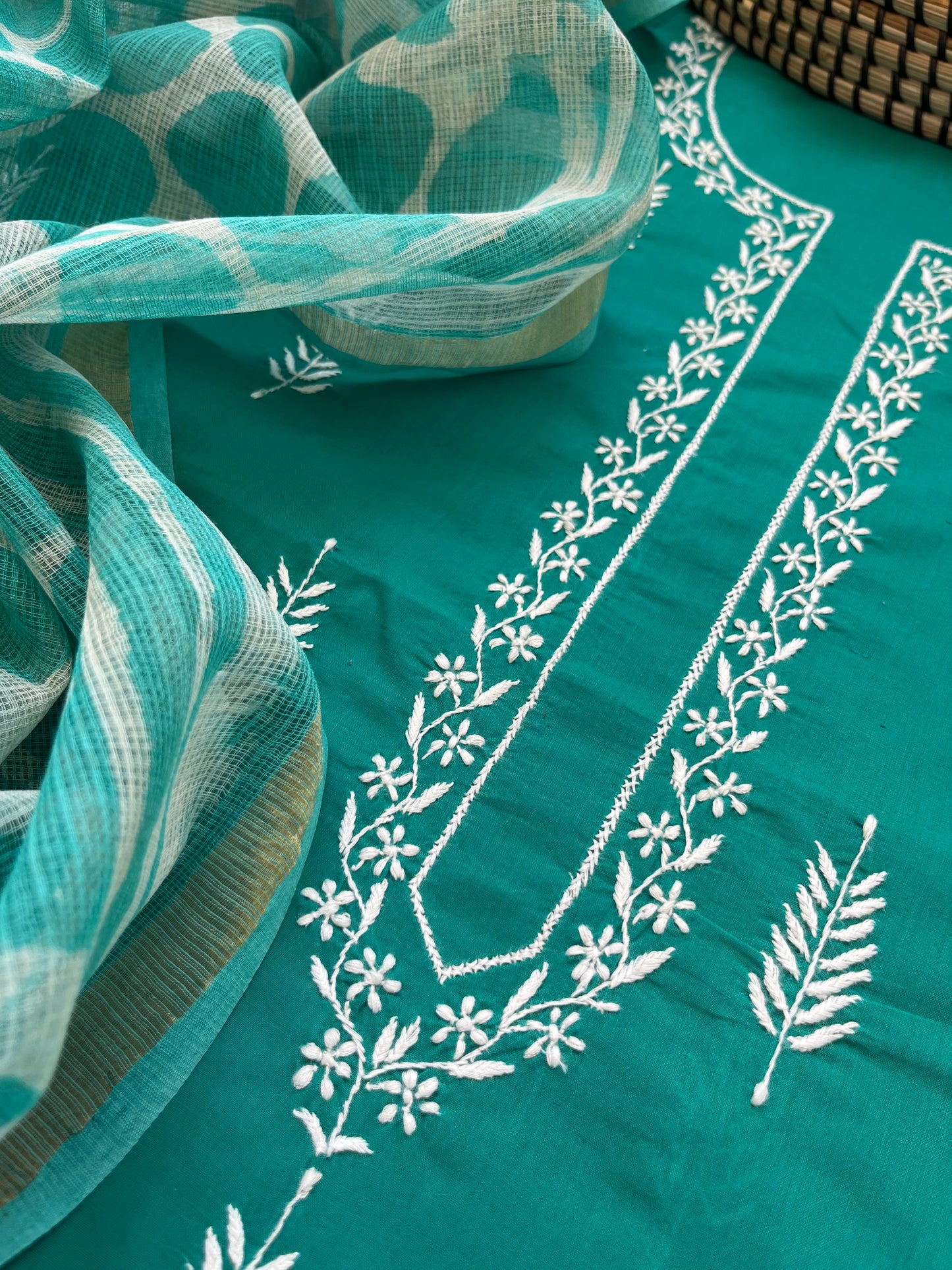 Cotton chikan kurta bottom