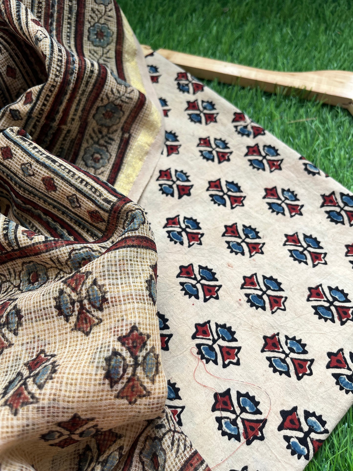 Ajrakh cotton Kurta and kota doria dupatta