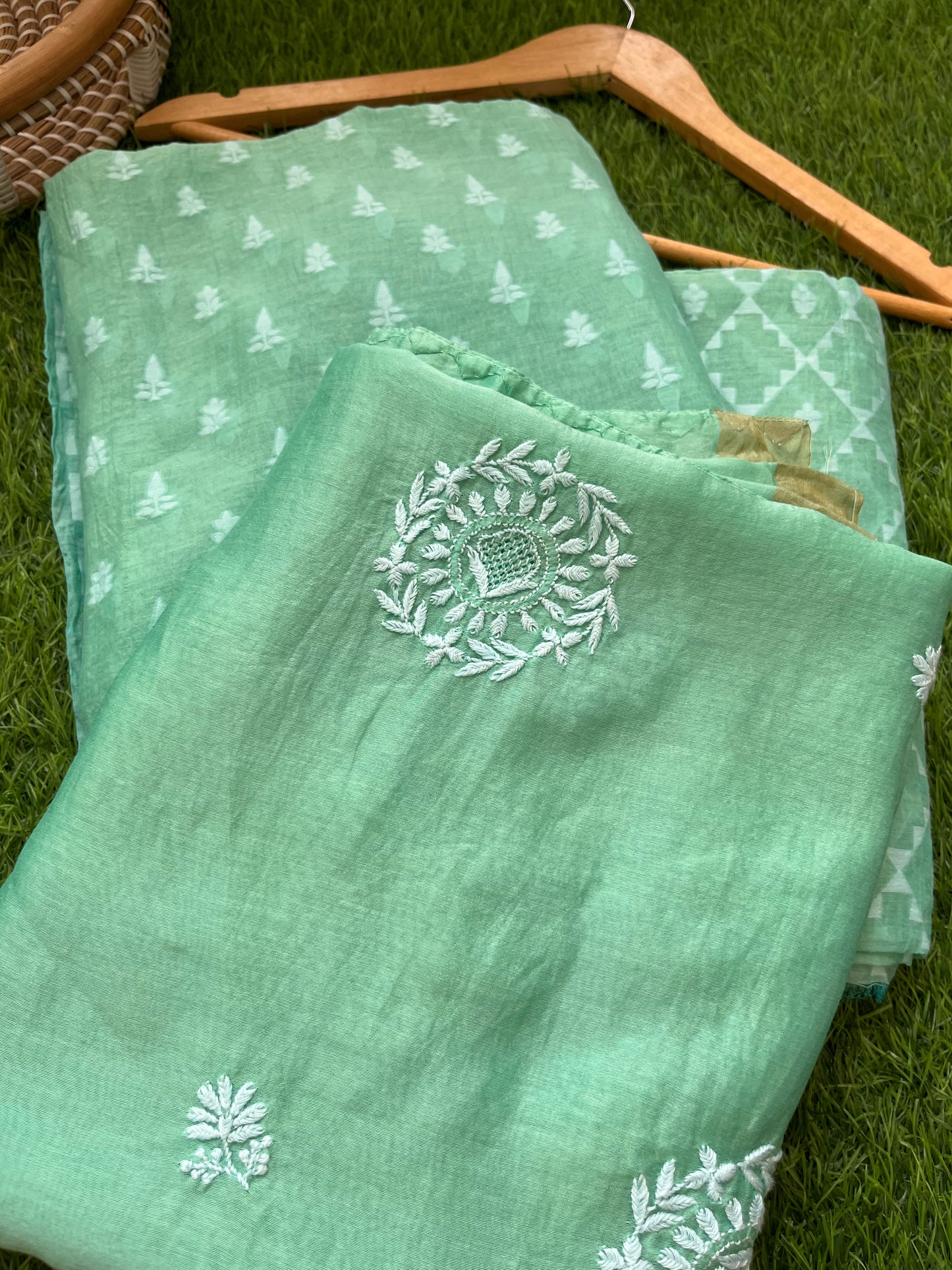 Jaamdani kurta bottom chanderi dupatta