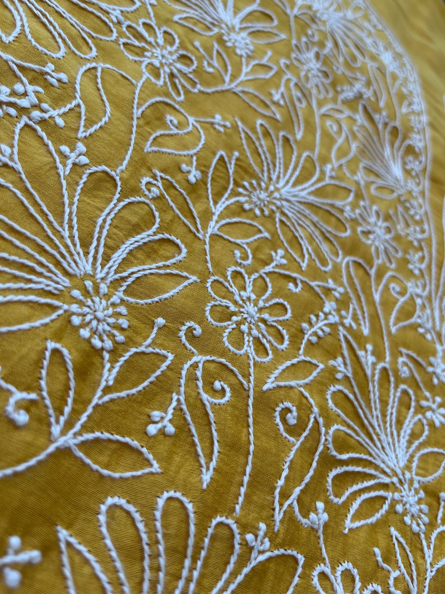 Chanderi chikankari kurta