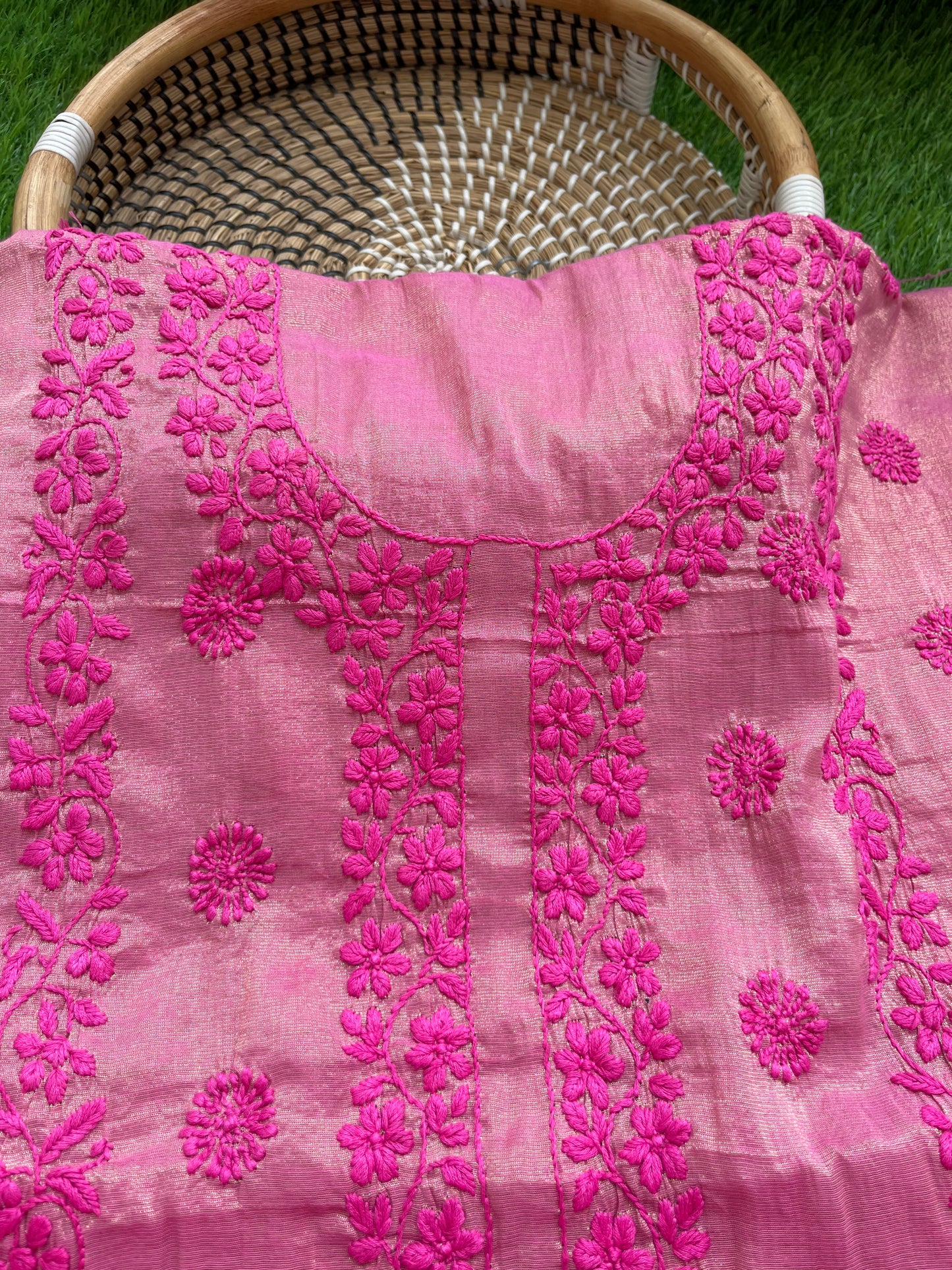Tissue chikan work Kurti