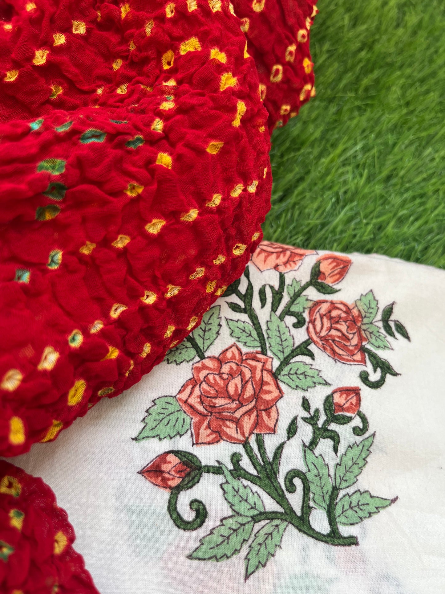 Cotton bandhani and block print set