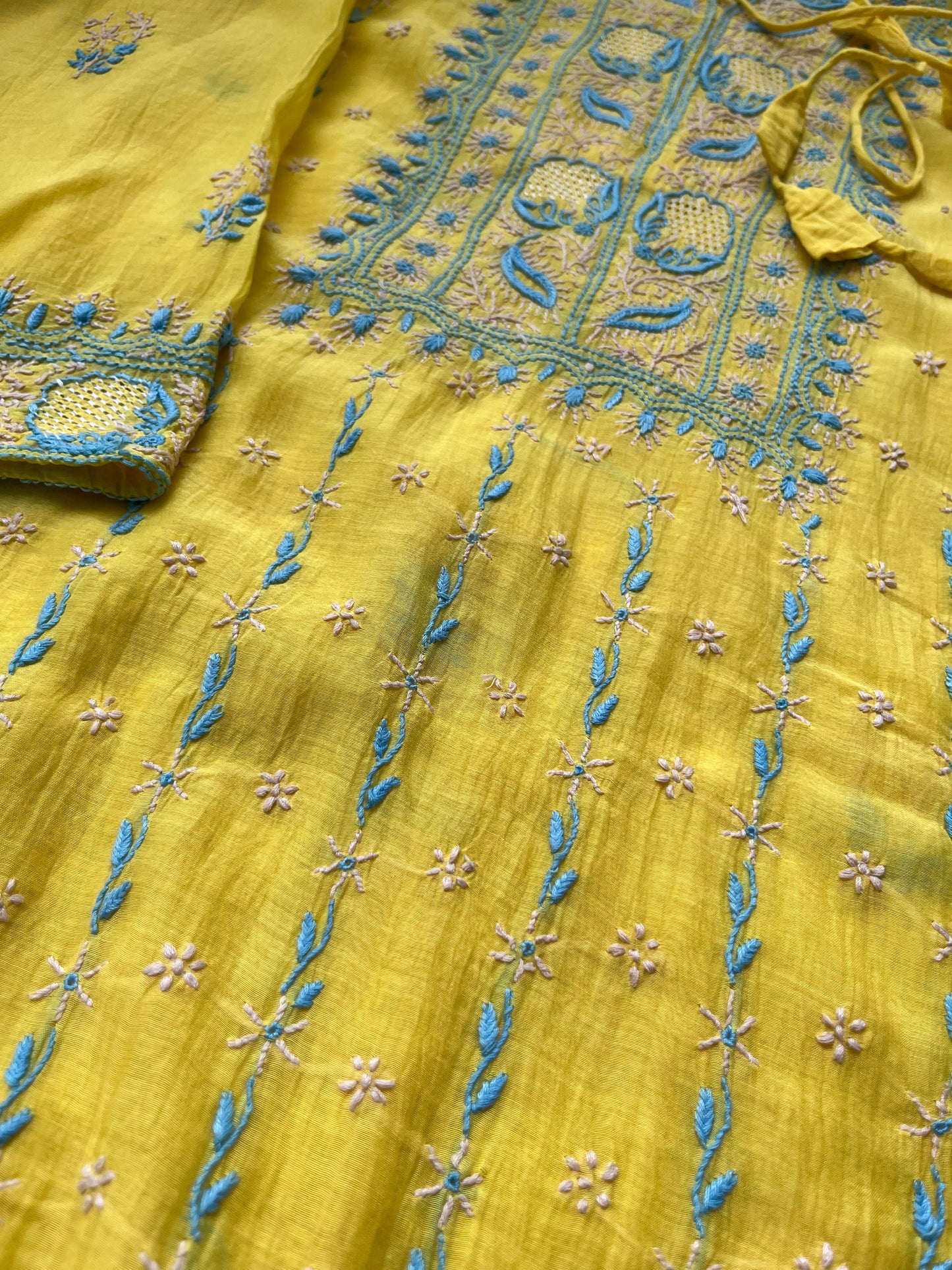 Chanderi Chikankari Kurta silk Dupatta