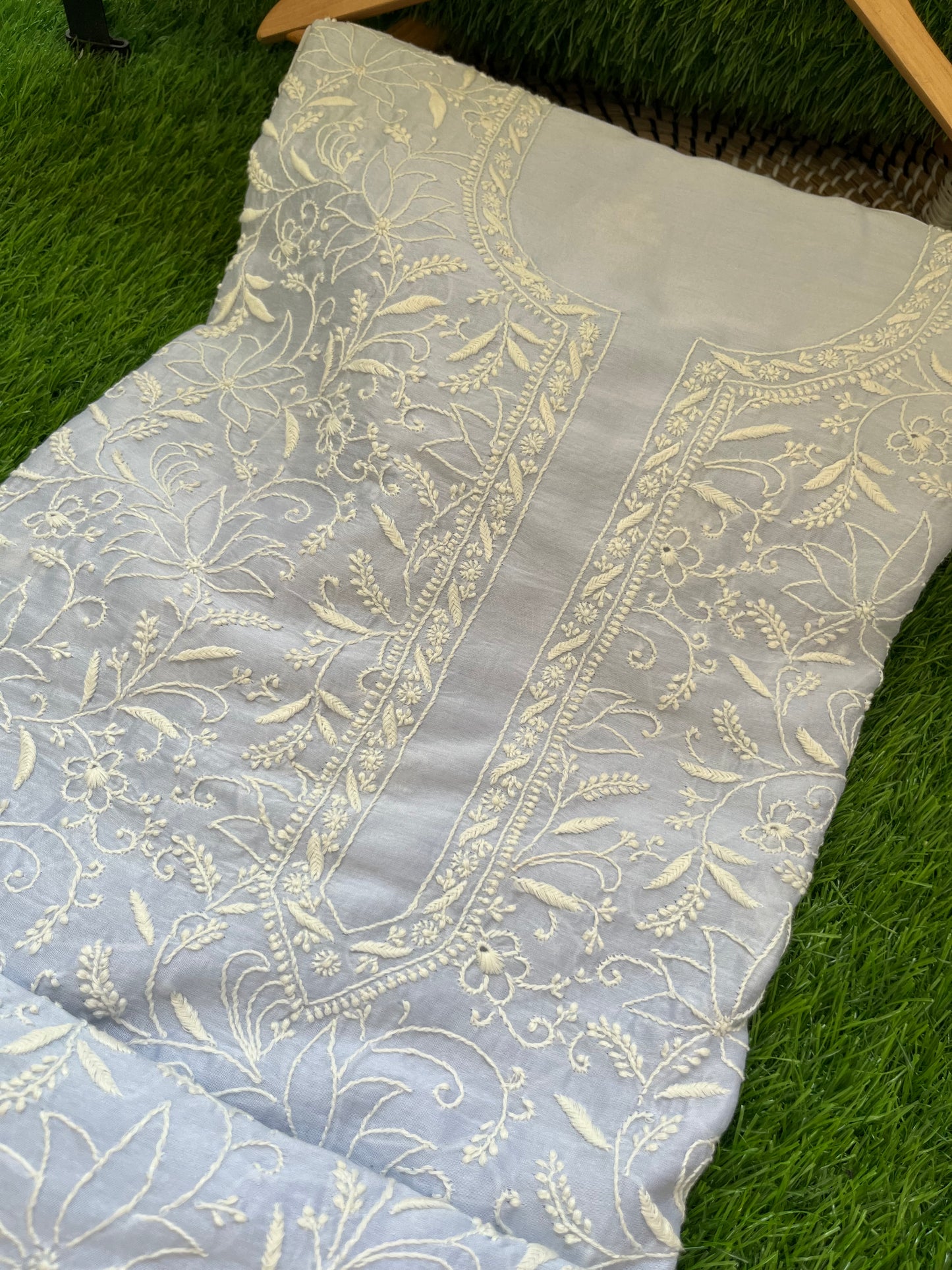 Chanderi chikankari kurta