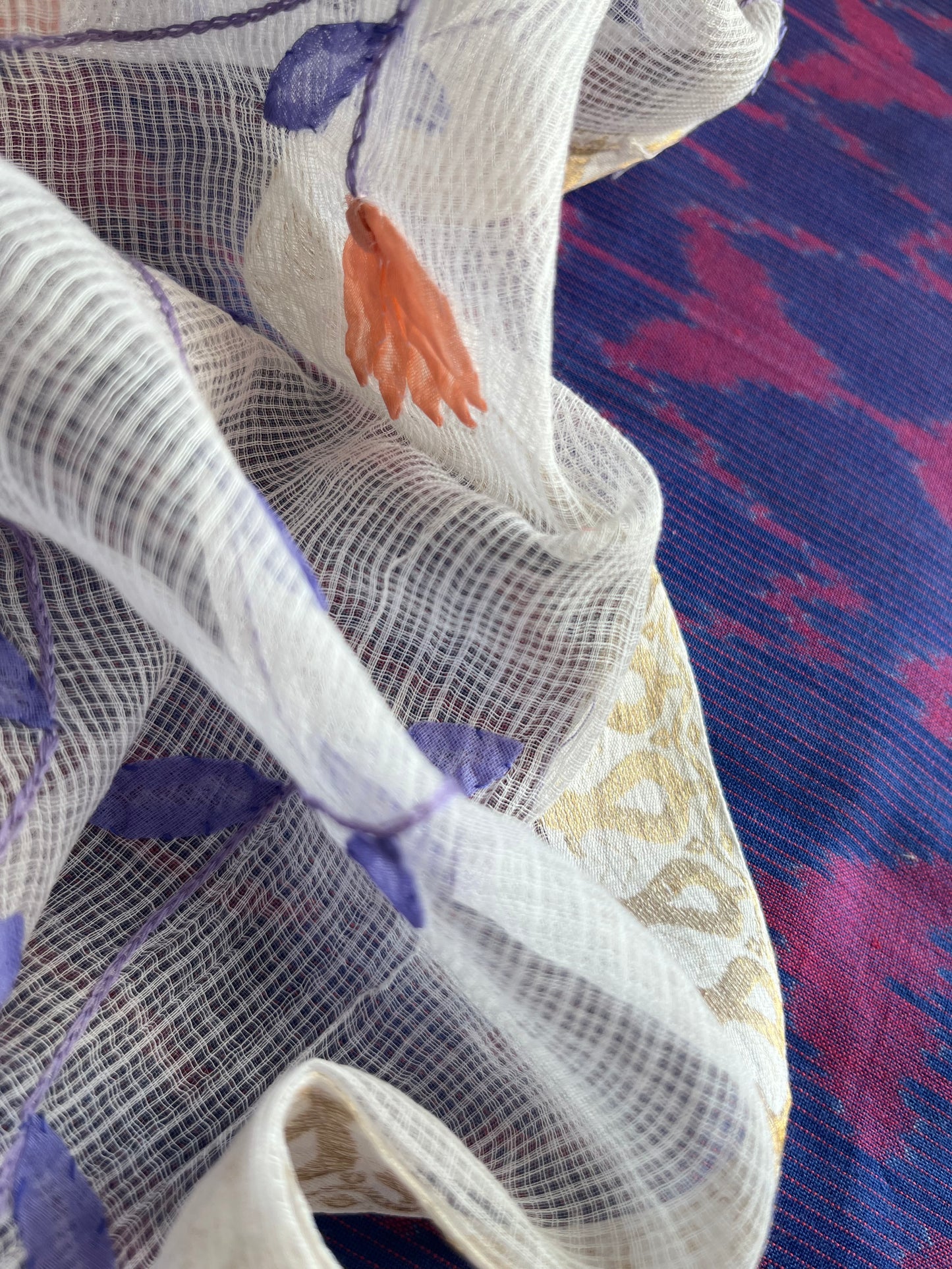 Cotton ikkat kurta bottom chikankari dupatta