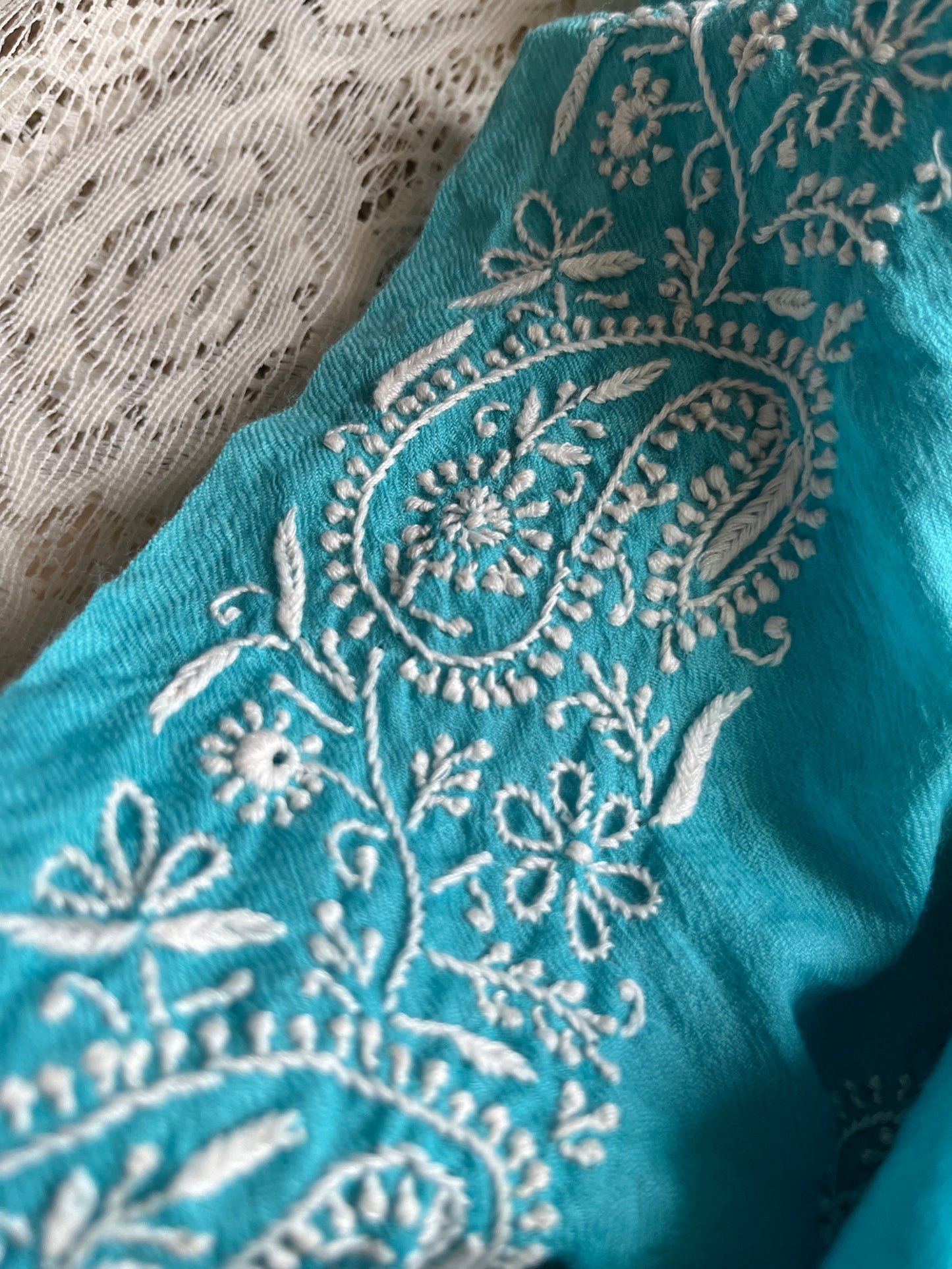 Pure wool chikankari shawl